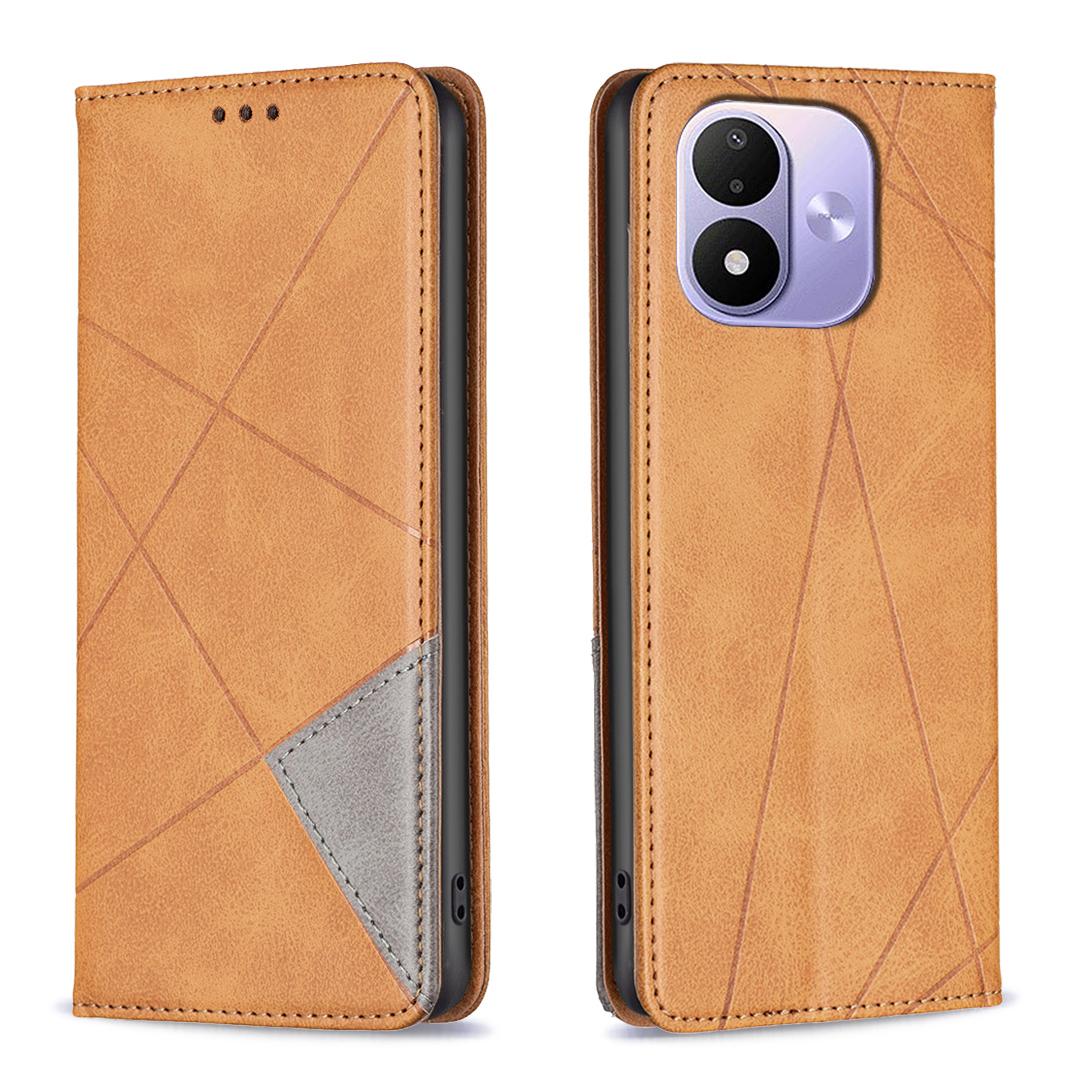 For Redmi Note 17 4G Global 171mm Rhombus Texture Magnetic Leather Phone Case(Yellow) - Shopkiz.com
