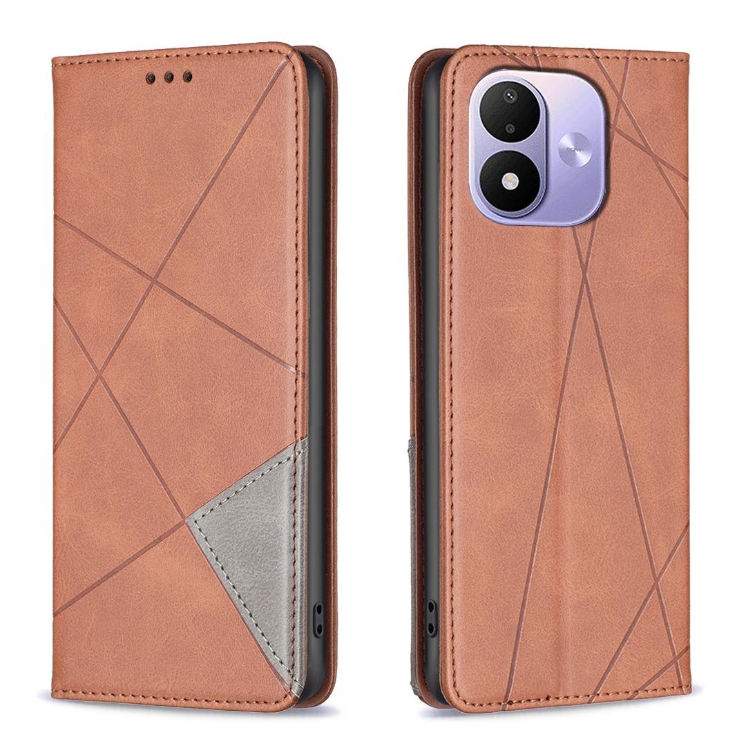 For Redmi Note 17 Pro 5G Global 163mm Rhombus Texture Magnetic Leather Phone Case(Brown) - Shopkiz.com