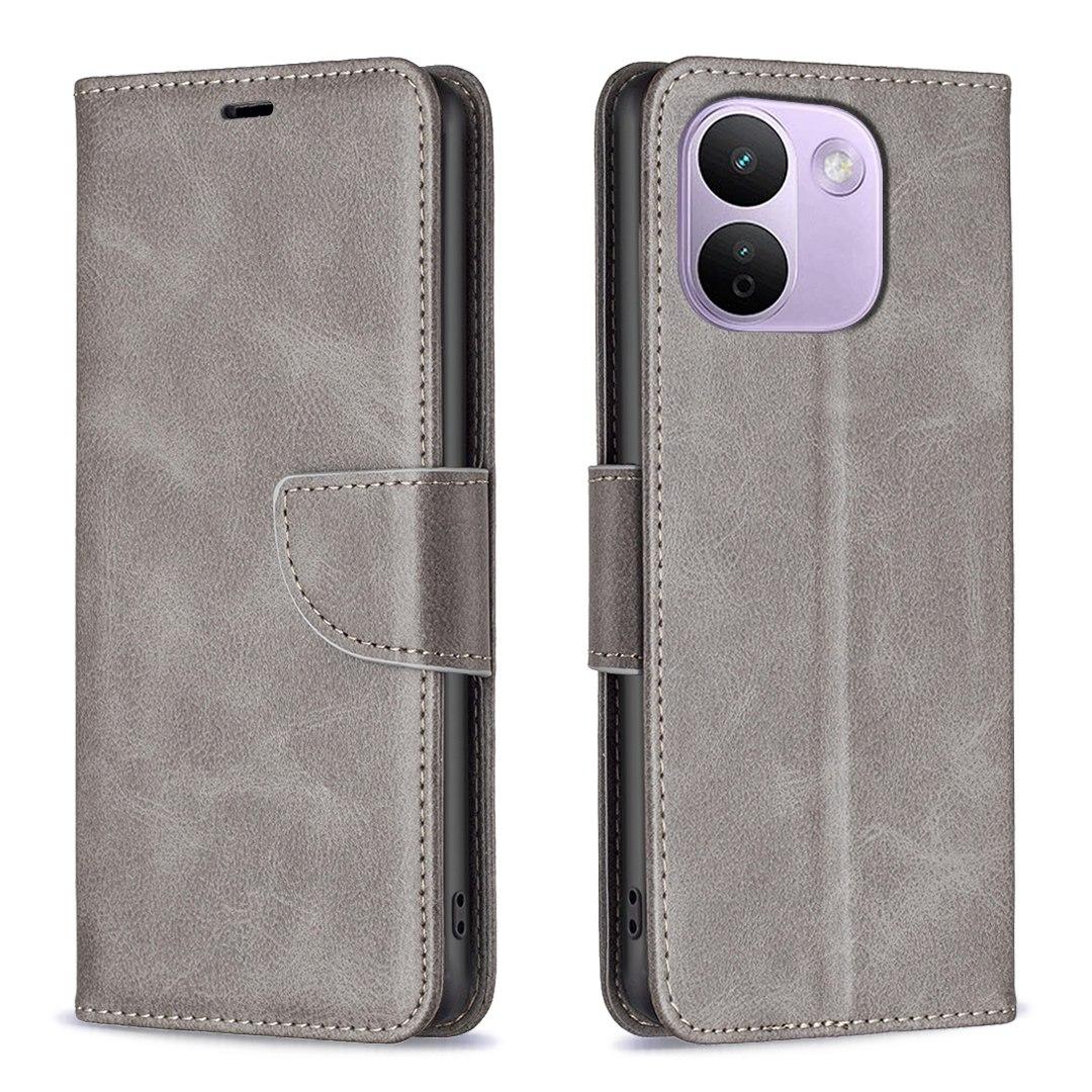 For Redmi Note 17 Pro+ 5G Global 163mm Lambskin Texture Pure Color Flip Leather Phone Case(Grey) - Shopkiz.com