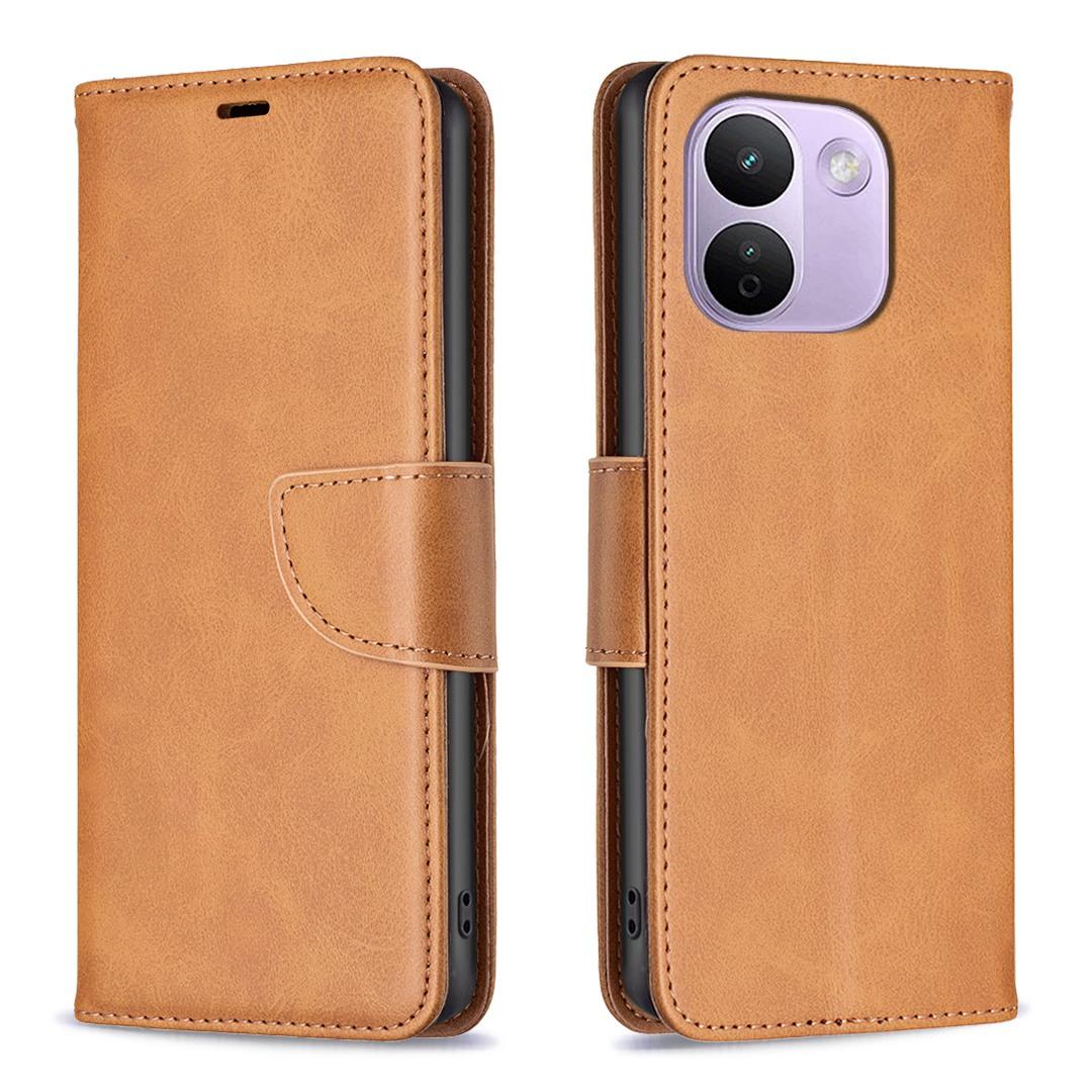 For Redmi Note 17 Pro+ 5G Global 163mm Lambskin Texture Pure Color Flip Leather Phone Case(Yellow) - Shopkiz.com