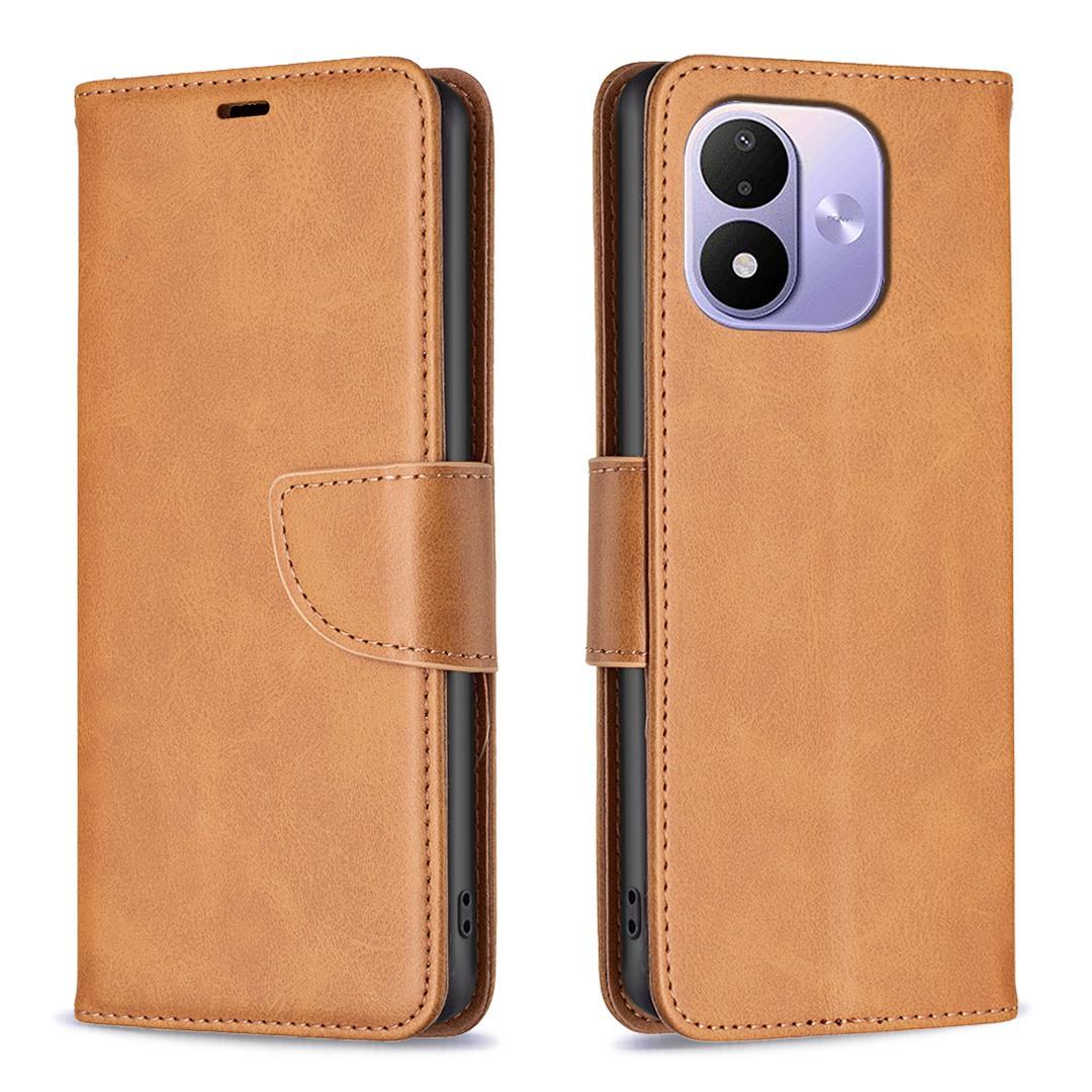 For Redmi Note 17 4G Global 171mm Lambskin Texture Pure Color Flip Leather Phone Case(Yellow) - Shopkiz.com