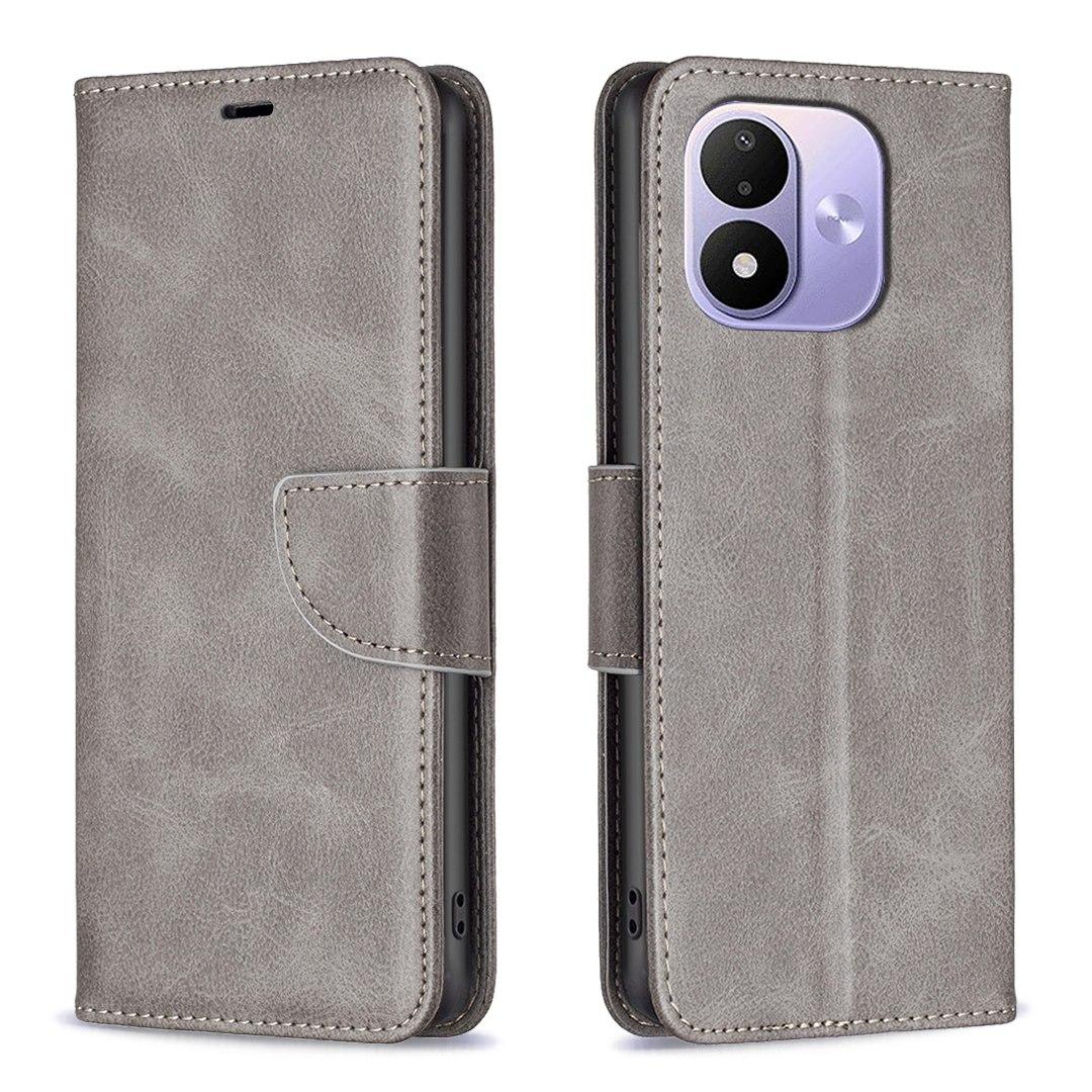 For Redmi Note 17 Pro 5G Global 163mm Lambskin Texture Pure Color Flip Leather Phone Case(Grey) - Shopkiz.com