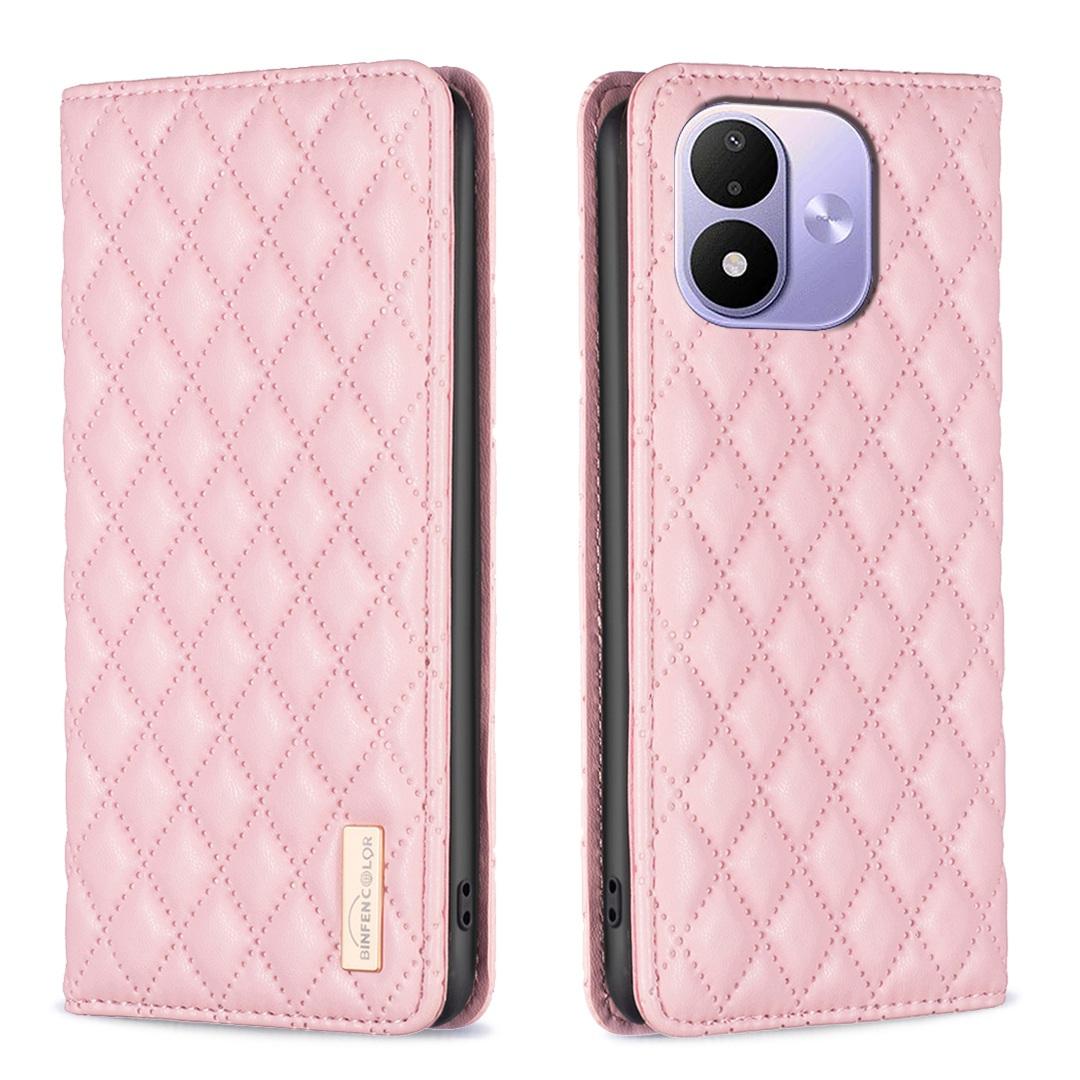 For Redmi Note 17 4G Global 171mm Diamond Lattice Magnetic Leather Flip Phone Case(Pink) - Shopkiz.com