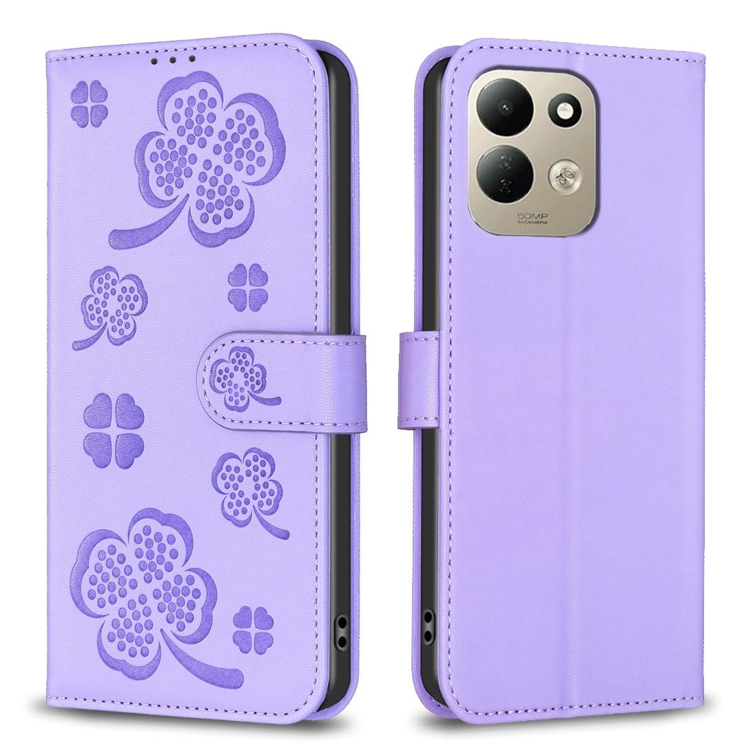 For Redmi 17 4G / 5G Global 170mm Four-leaf Embossed Leather Phone Case(Purple) - Shopkiz.com