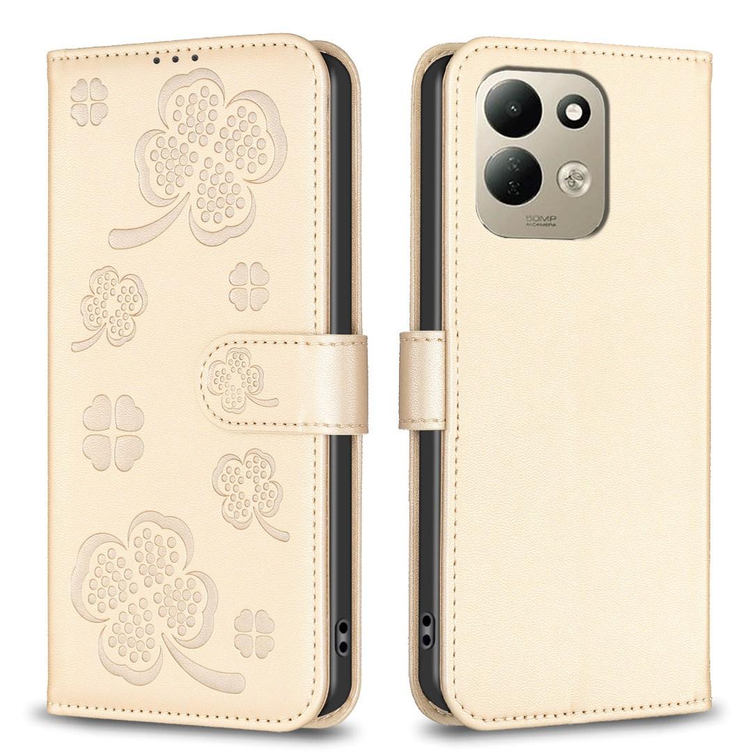 For Redmi 17 4G / 5G Global 170mm Four-leaf Embossed Leather Phone Case(Gold) - Shopkiz.com