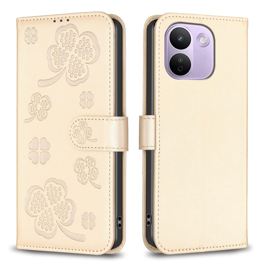 For Redmi Note 17 Pro+ 5G Global 163mm Four-leaf Embossed Leather Phone Case(Gold) - Shopkiz.com