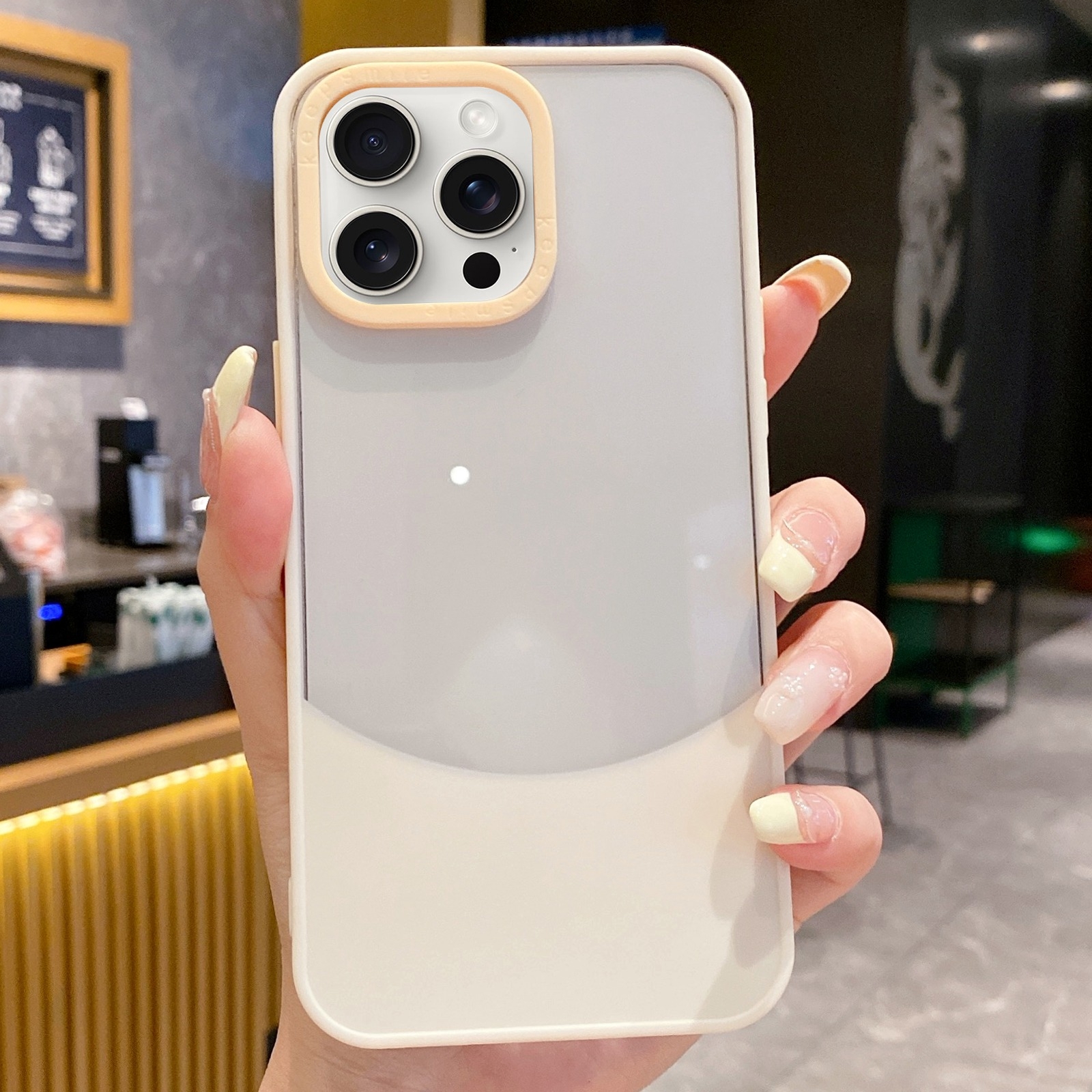 For iPhone 15 Pro Max Dual Color Stitching PC Hybrid TPU Phone Protective Case(White) - Shopkiz.com