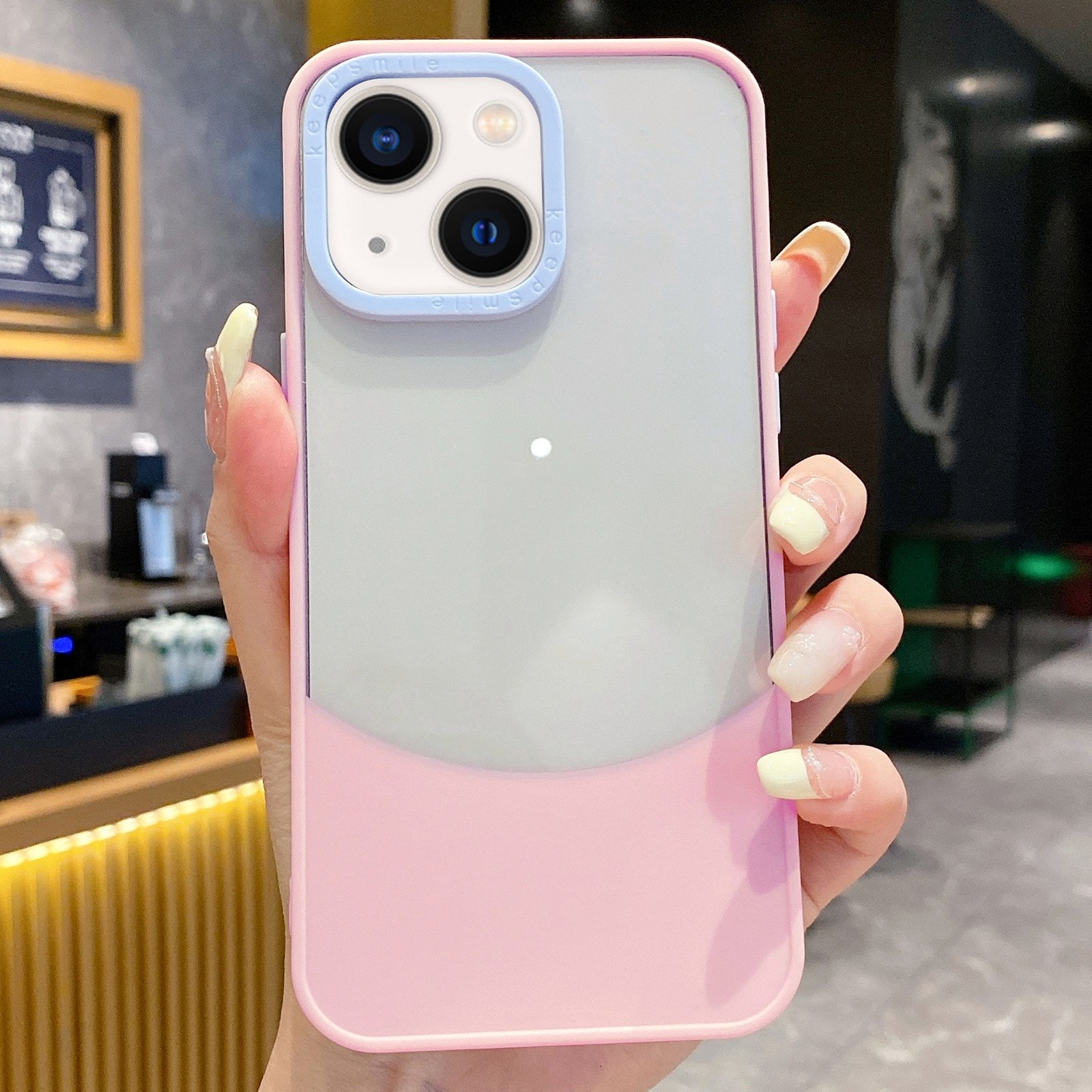 For iPhone 14 Plus Dual Color Stitching PC Hybrid TPU Phone Protective Case(Pink) - Shopkiz.com