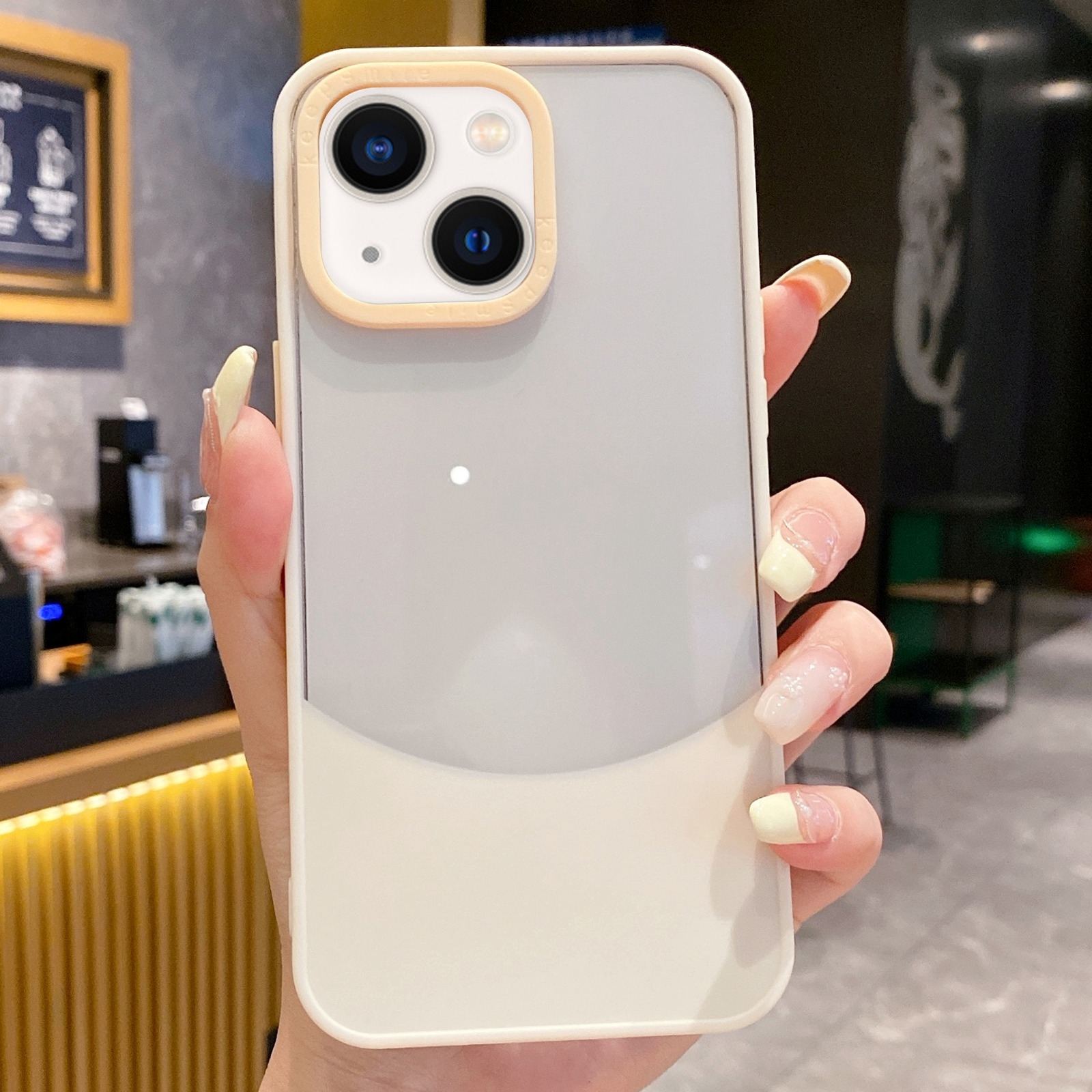 For iPhone 14 Plus Dual Color Stitching PC Hybrid TPU Phone Protective Case(White) - Shopkiz.com