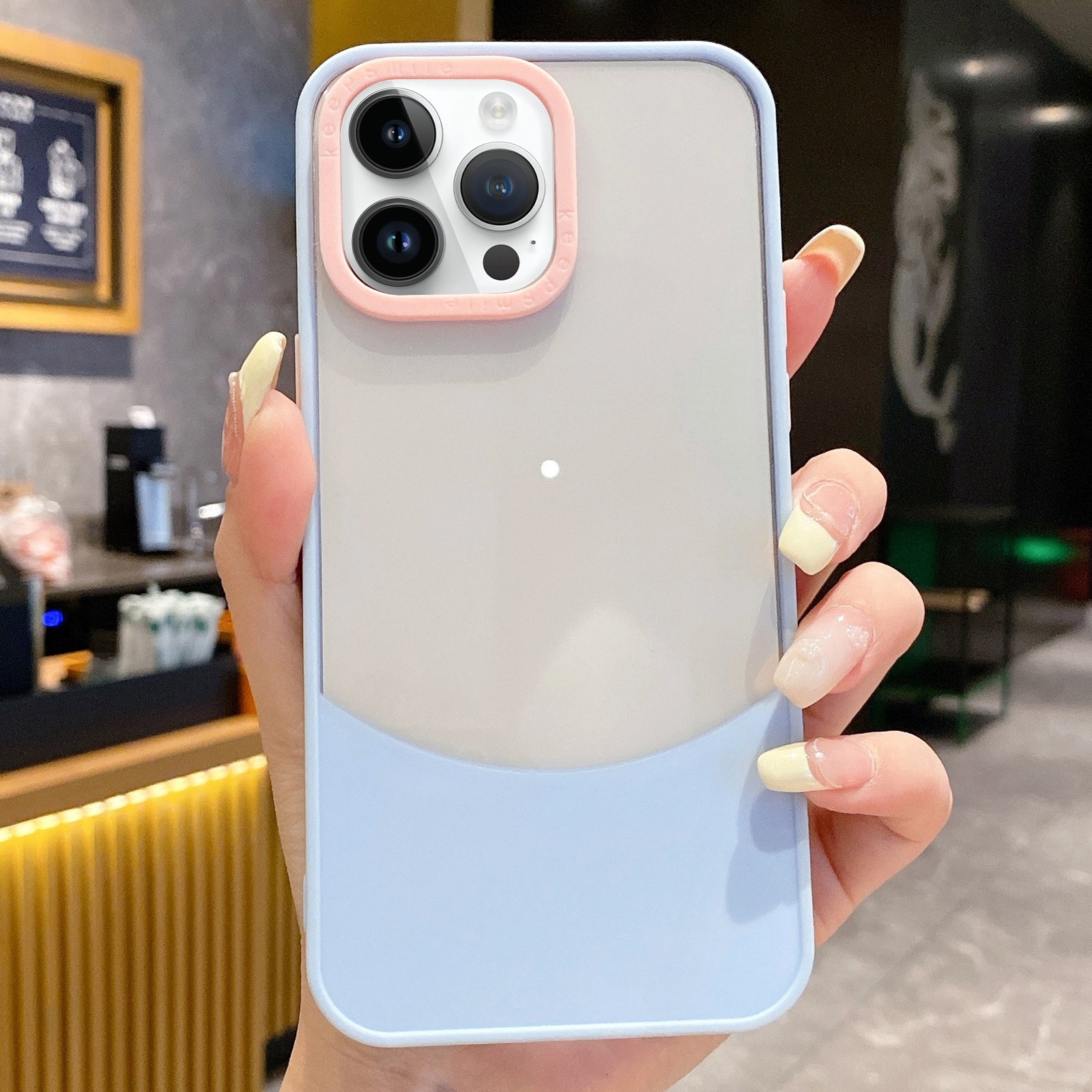 For iPhone 14 Pro Max Dual Color Stitching PC Hybrid TPU Phone Protective Case(Blue) - Shopkiz.com
