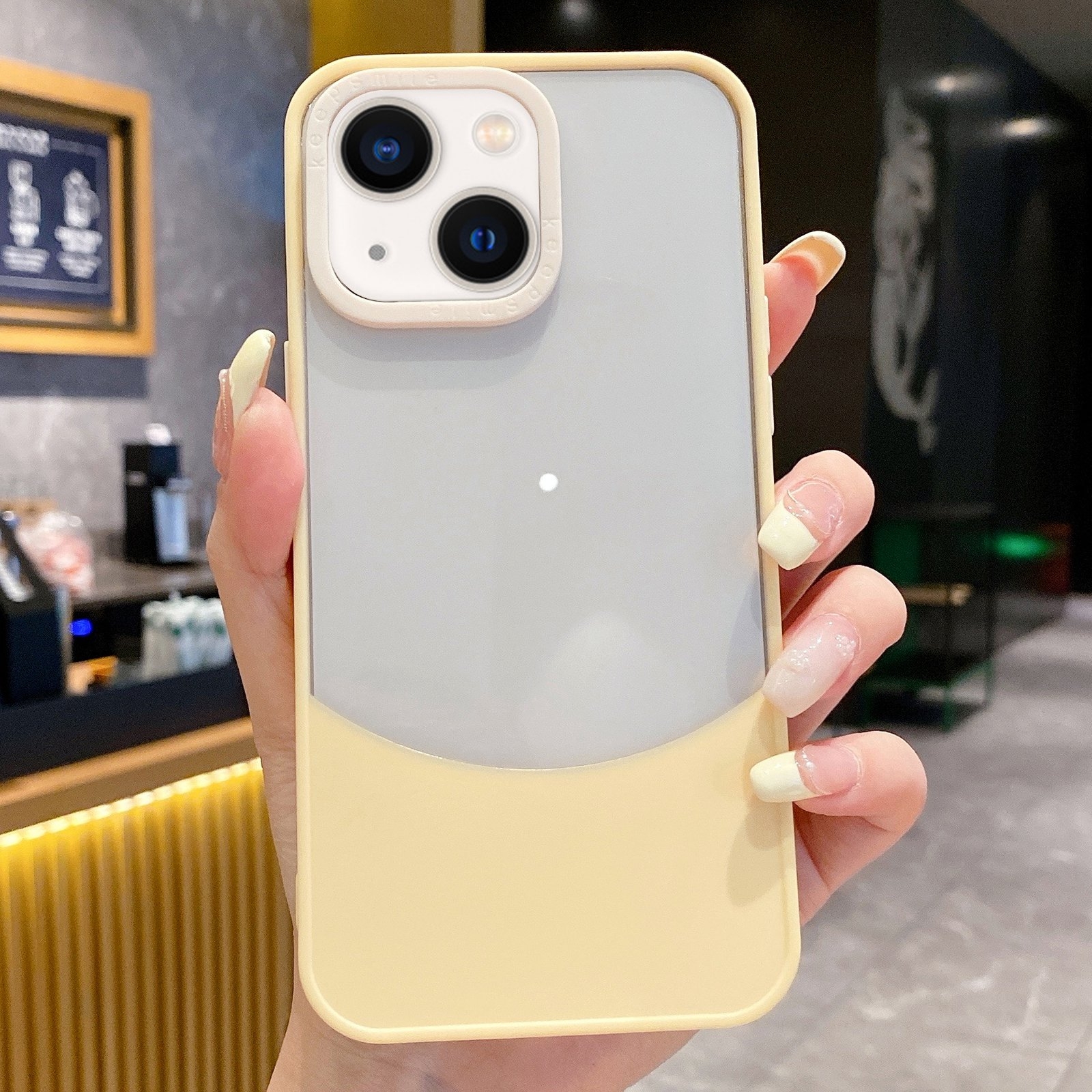 For iPhone 13 Dual Color Stitching PC Hybrid TPU Phone Protective Case(Yellow) - Shopkiz.com