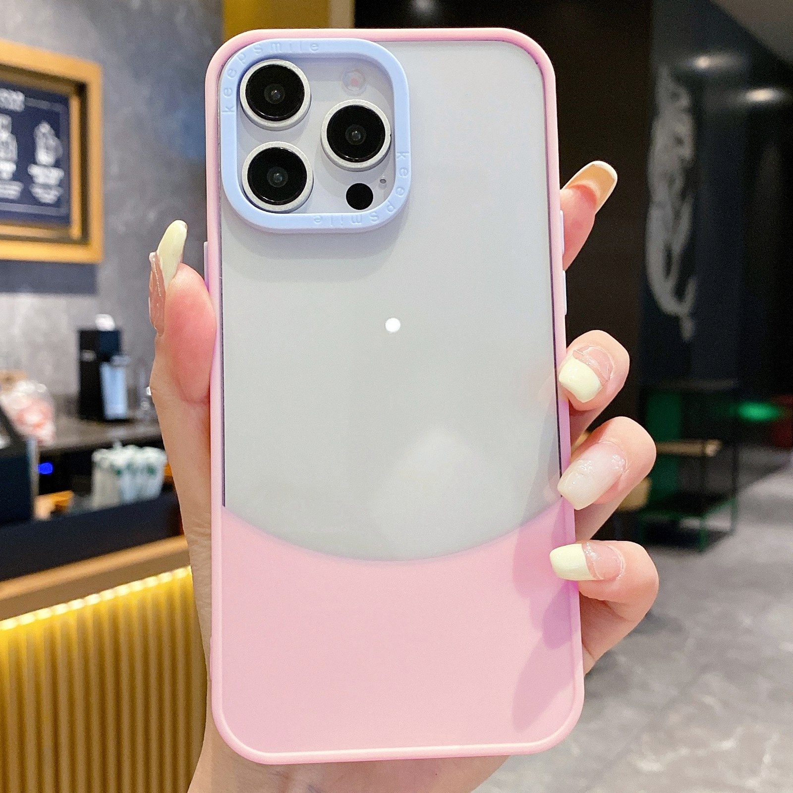 For iPhone 12 Pro Max Dual Color Stitching PC Hybrid TPU Phone Protective Case(Pink) - Shopkiz.com