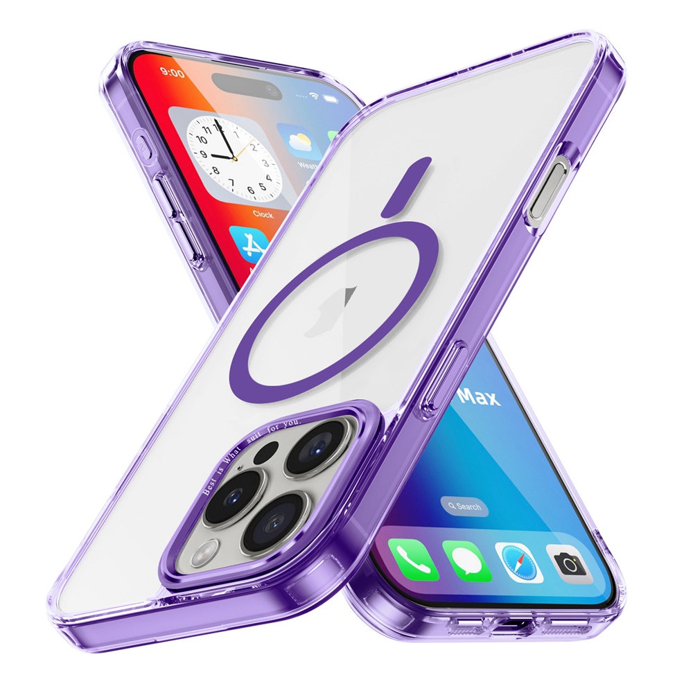 For iPhone 16 Pro Max Ice Color Magnetic Series Magsafe Magnetic PC Hybrid TPU Phone Case(Purple) - Shopkiz.com