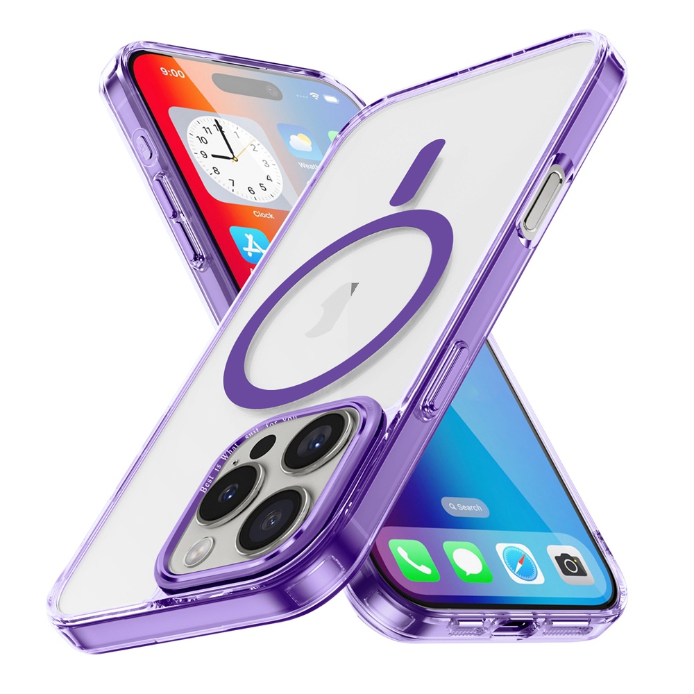 For iPhone 16 Pro Ice Color Magnetic Series Magsafe Magnetic PC Hybrid TPU Phone Case(Purple) - Shopkiz.com