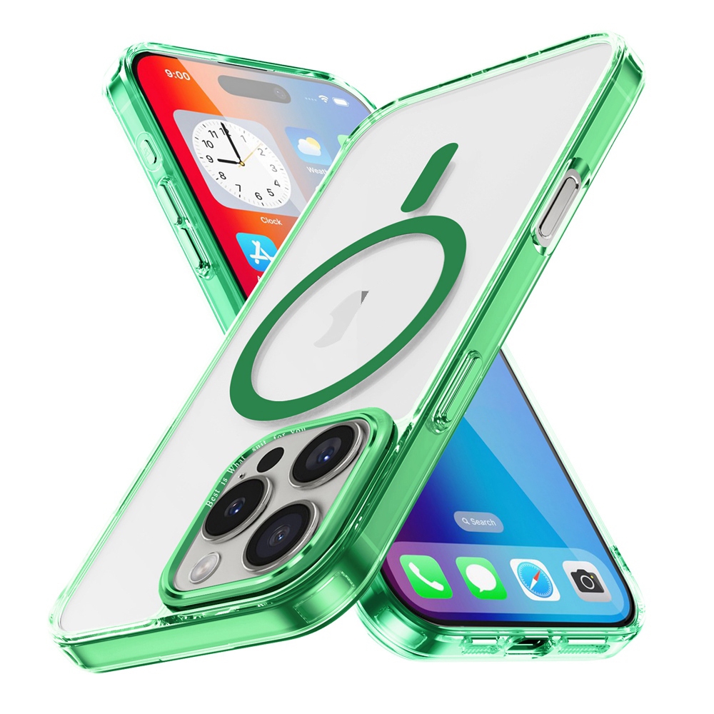 For iPhone 16 Pro Ice Color Magnetic Series Magsafe Magnetic PC Hybrid TPU Phone Case(Green) - Shopkiz.com