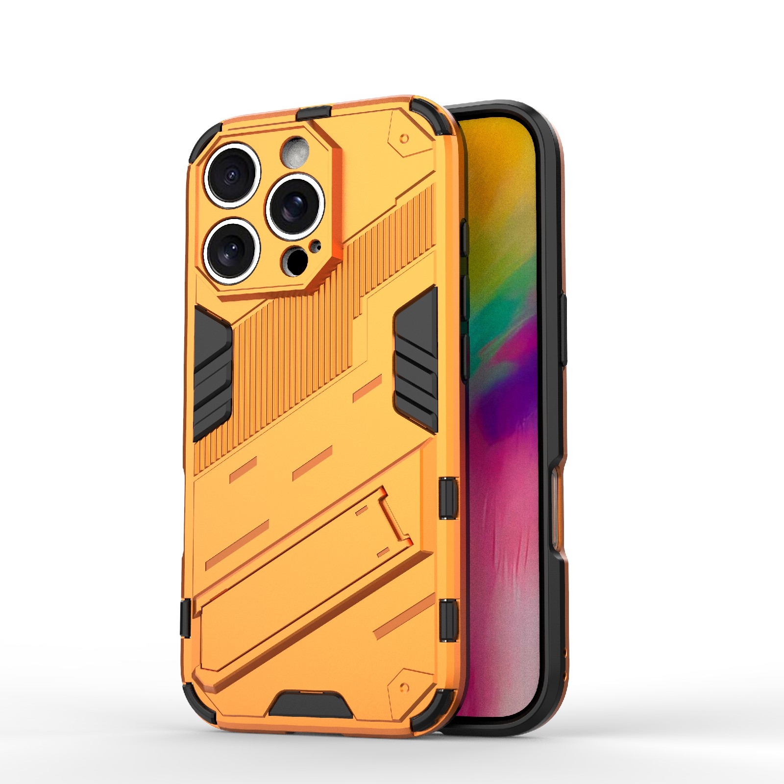 For iPhone 16 Pro Max Punk Armor 2 in 1 PC + TPU Phone Case with Holder(Orange) - Shopkiz.com