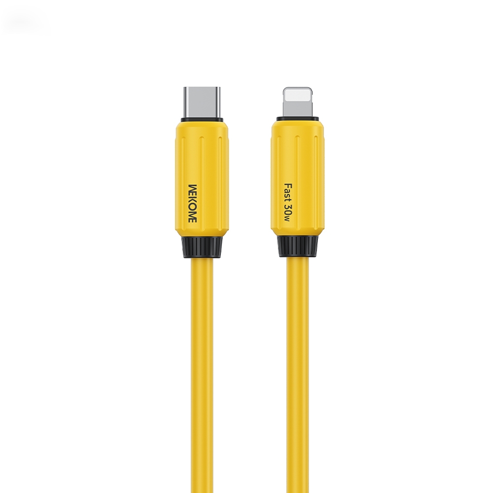 WK WDC-29 Elastic Genuine Silicone 1m PD30W Type-C to 8 Pin Fast Charging Data Cable(Yellow) - Shopkiz.com