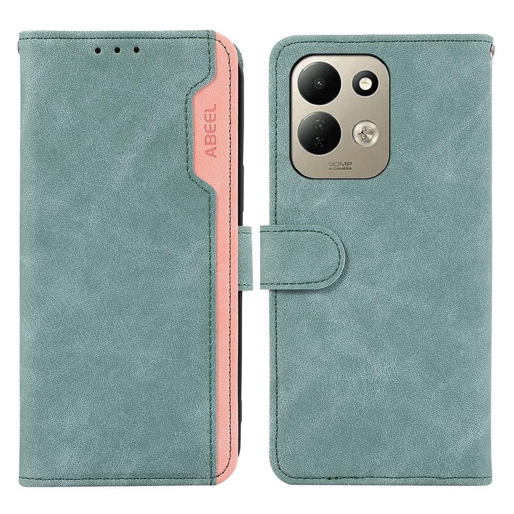 For Redmi 17 5G / 4G Global 170mm ABEEL Color Block Magnetic RFID Leather Phone Case(Cyan-Pink) - Shopkiz.com