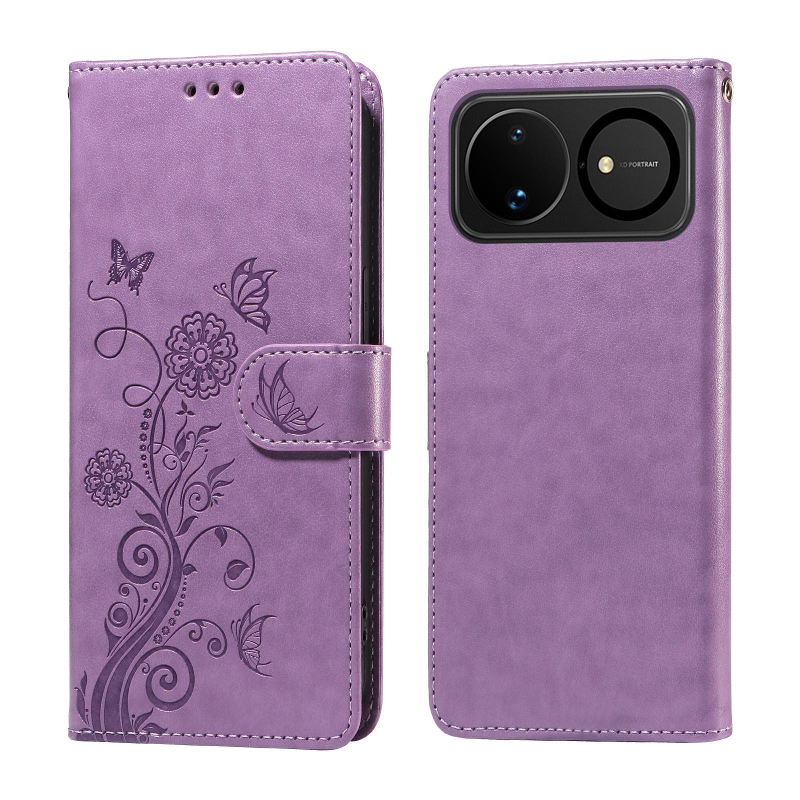 For Huawei nova 16 Embossed Butterfly Flowers Leather Phone Case(Purple) - Shopkiz.com