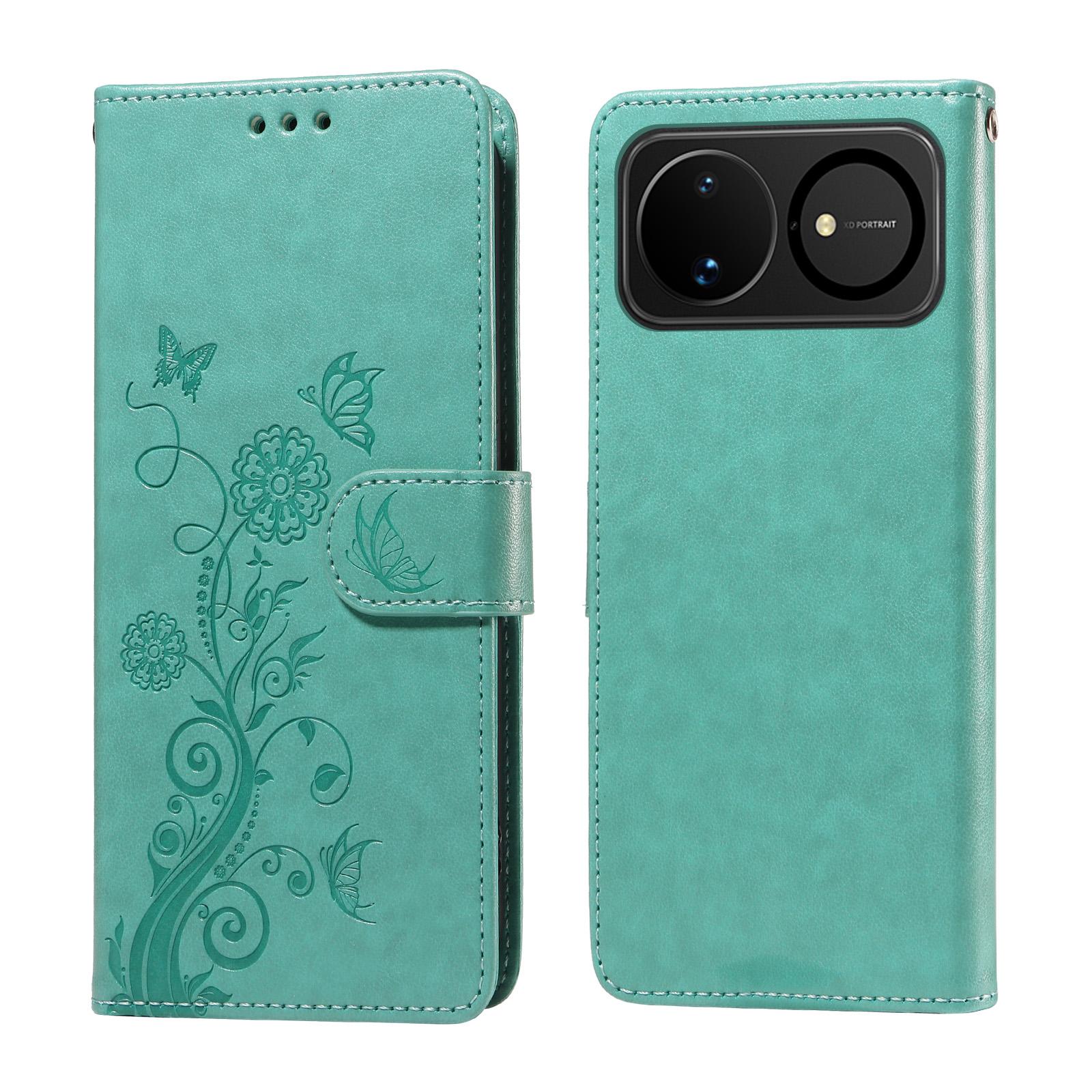 For Huawei nova 16 Embossed Butterfly Flowers Leather Phone Case(Green) - Shopkiz.com
