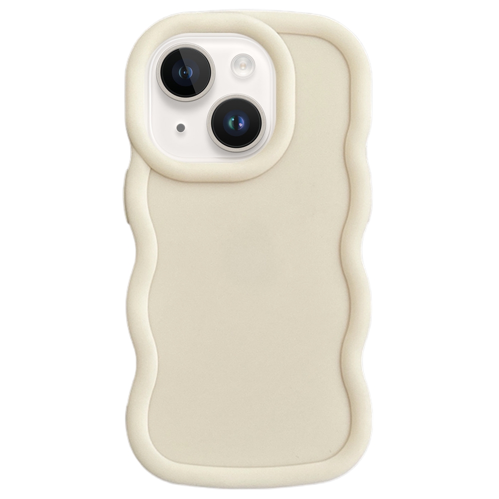 For iPhone 14 Plus Big Wave Puff Shape TPU Phone Case(Beige) - Shopkiz.com