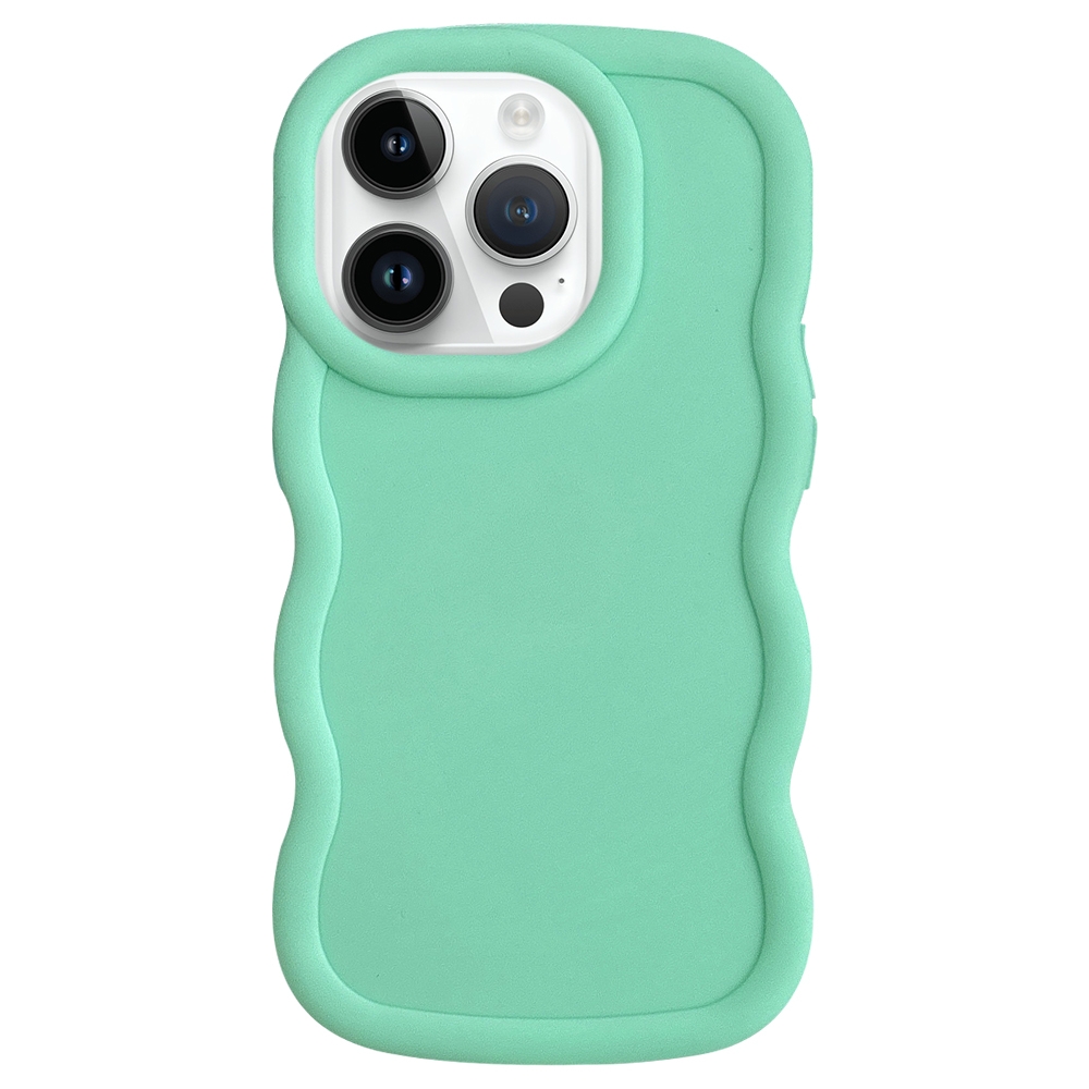 For iPhone 15 Pro Max Big Wave Puff Shape TPU Phone Case(Green) - Shopkiz.com