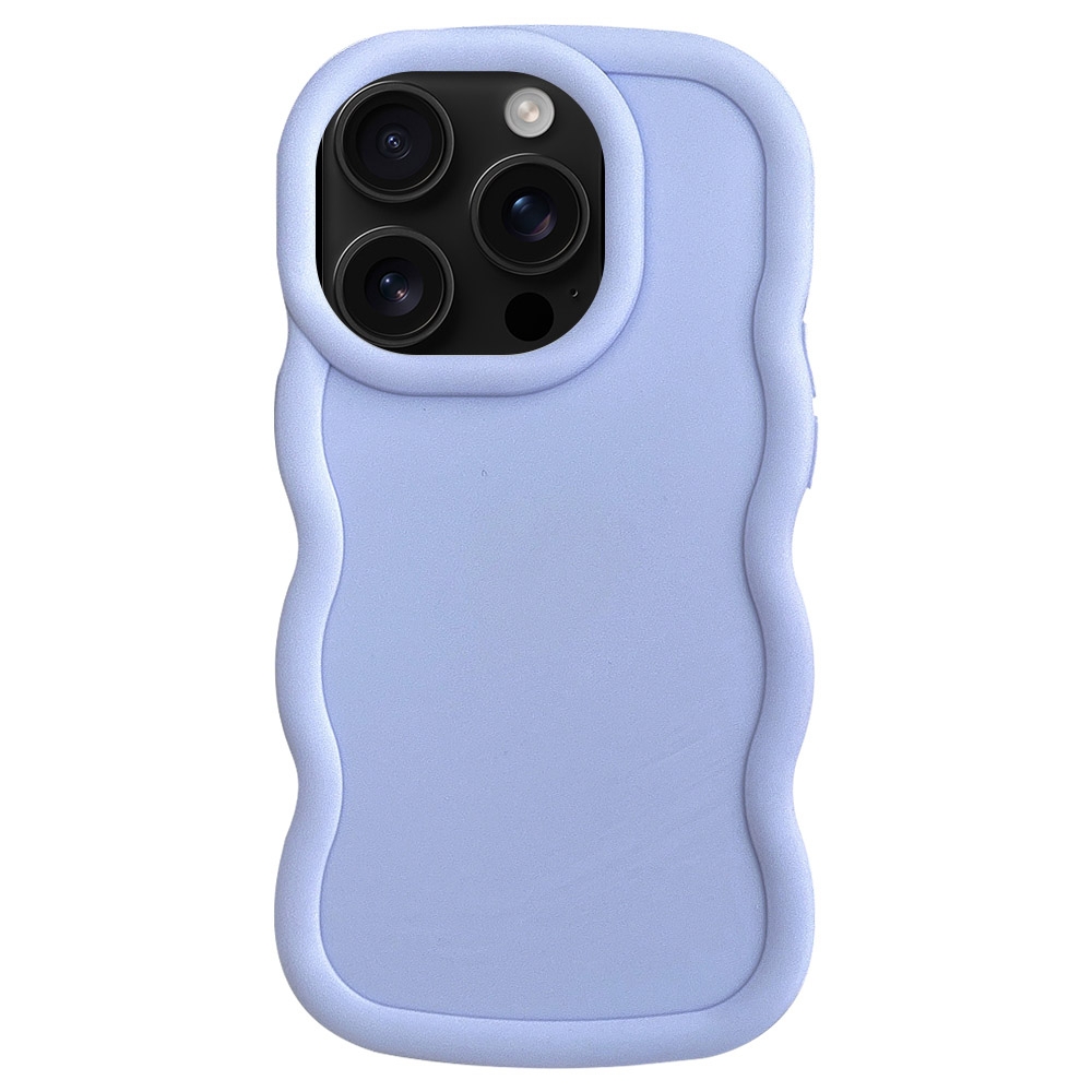 For iPhone 16 Pro Max Big Wave Puff Shape TPU Phone Case(Blue) - Shopkiz.com