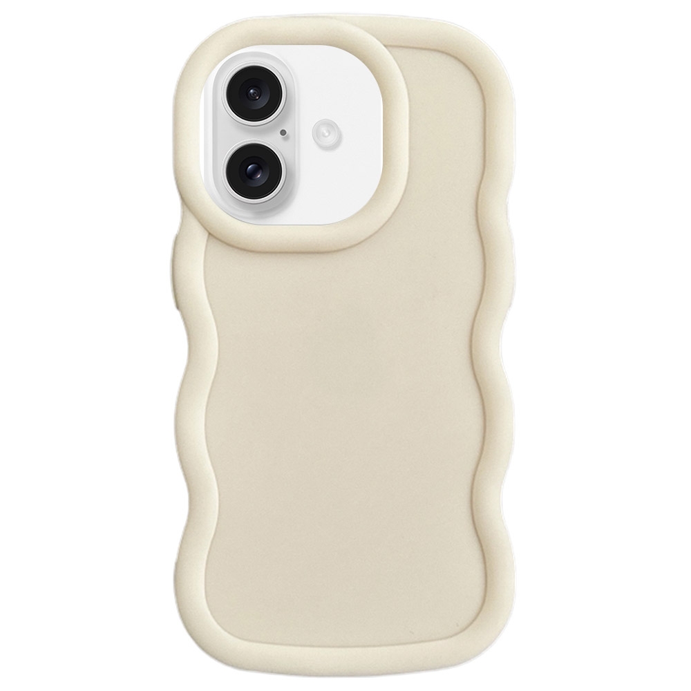 For iPhone 16 Plus Big Wave Puff Shape TPU Phone Case(Beige) - Shopkiz.com