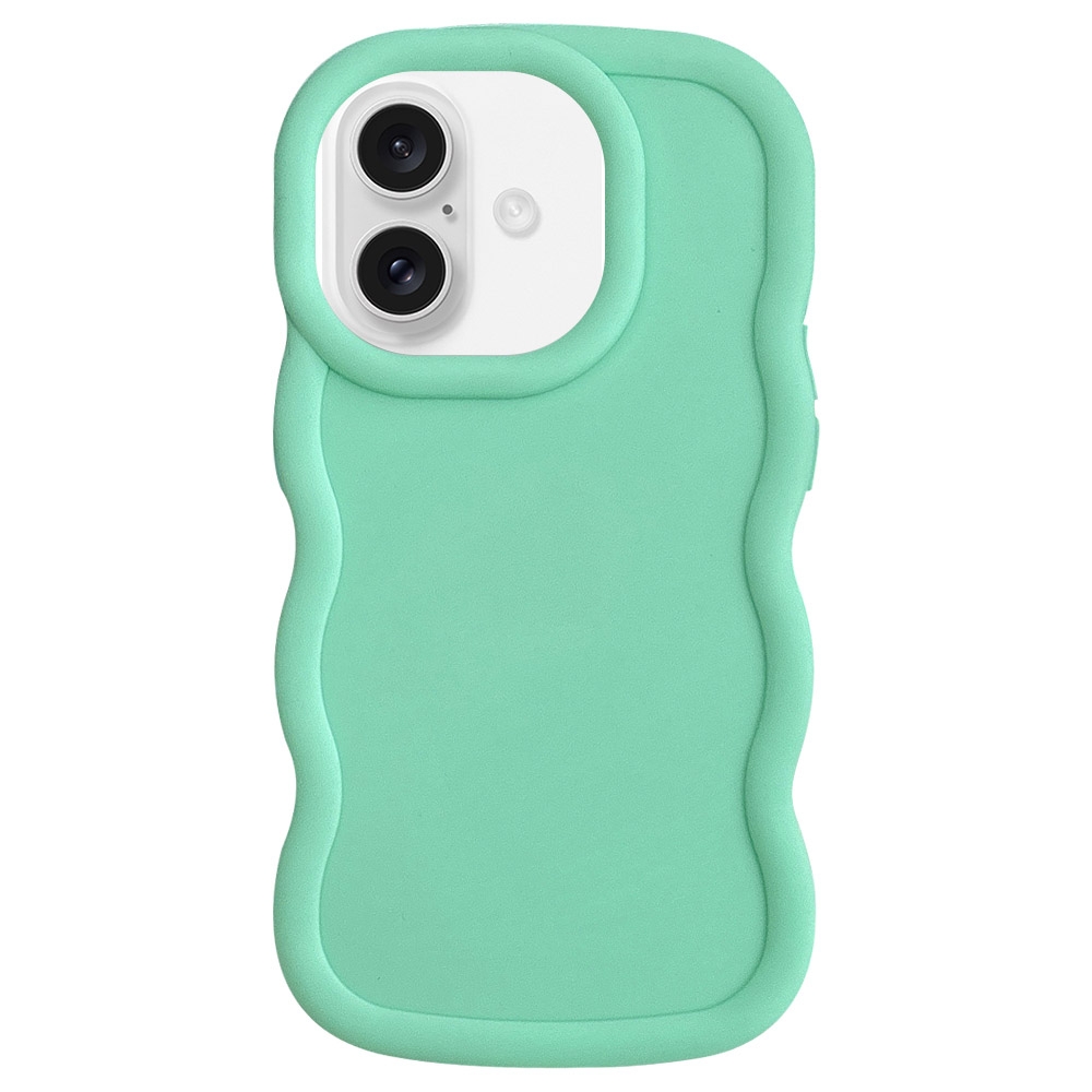 For iPhone 16 Plus Big Wave Puff Shape TPU Phone Case(Green) - Shopkiz.com