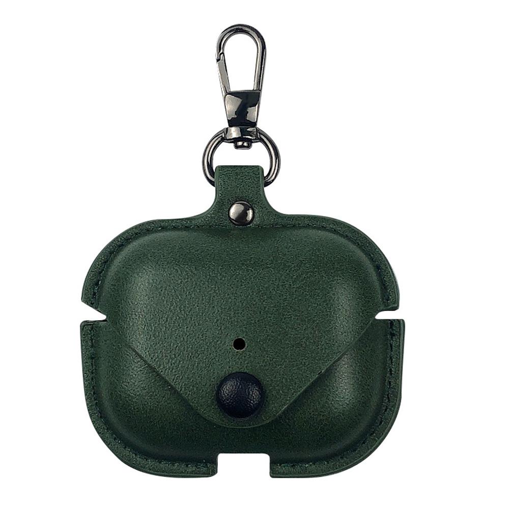 For AirPods Pro 3 Business Leather Earphone Protective Case with Hook(Green) - Shopkiz.com
