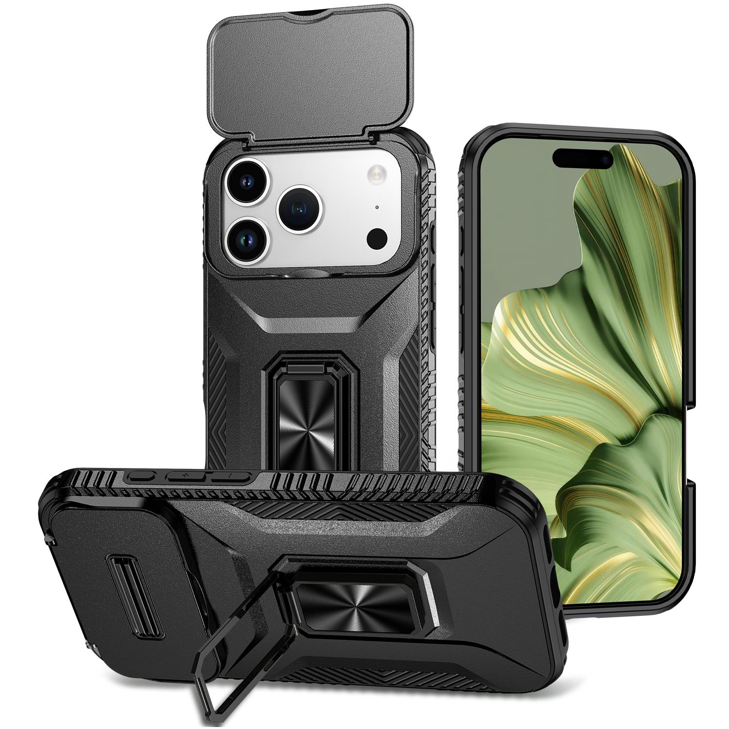 For iPhone 17 Pro Sliding Camshield Holder Phone Case(Black) - Shopkiz.com