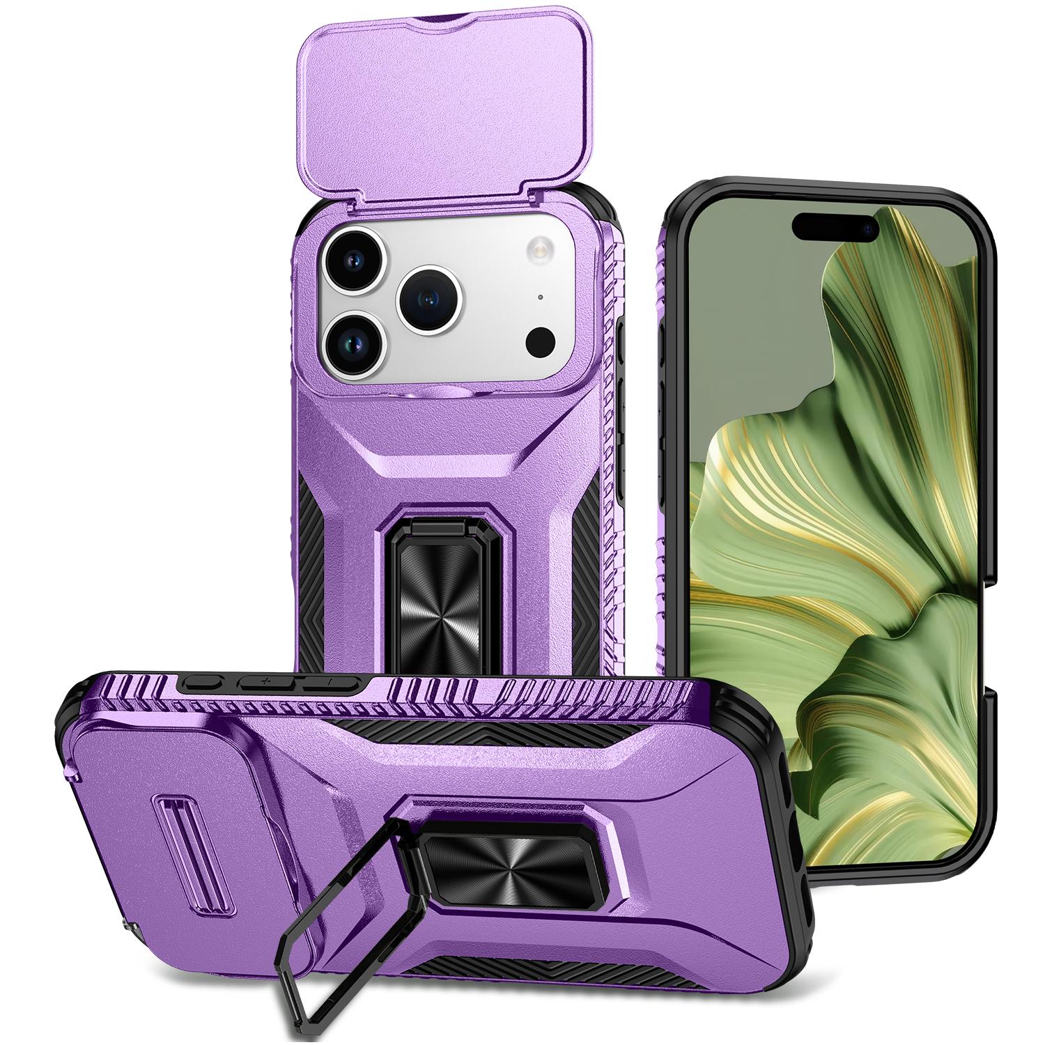 For iPhone 17 Pro Sliding Camshield Holder Phone Case(Purple) - Shopkiz.com