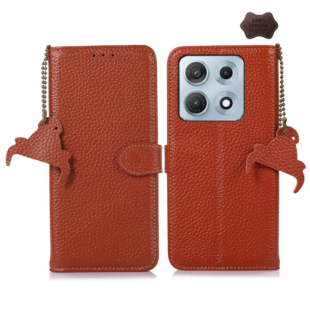 For Motorola Edge 70 Max 5G Genuine Leather Litchi Texture RFID Leather Phone Case(Coffee) - Shopkiz.com