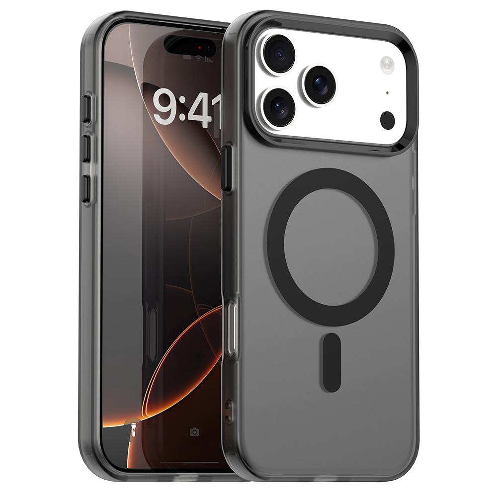 For iPhone 17 Pro Max Candy Magsafe PC Hybrid TPU Phone Case(Black) - Shopkiz.com