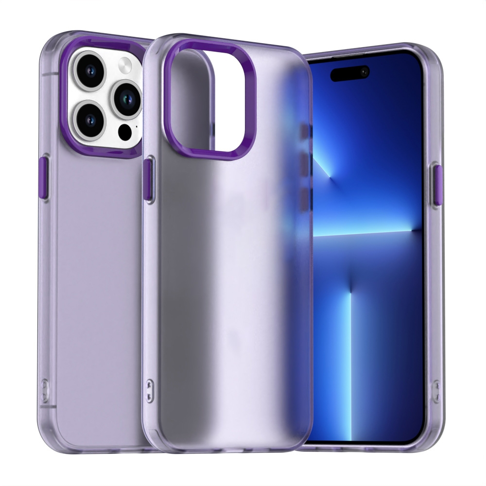 For iPhone 15 Pro Max Candy PC Hybrid TPU Shockproof Phone Case(Purple) - Shopkiz.com