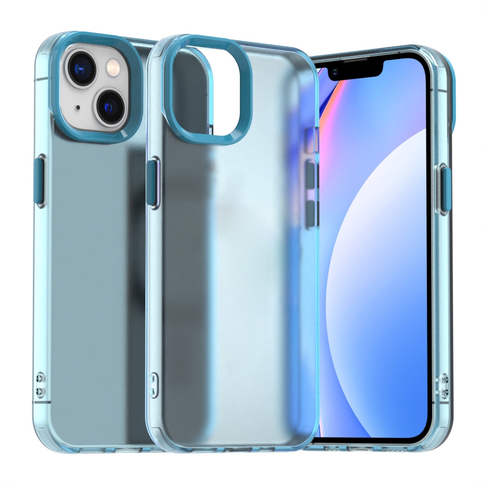 For iPhone 15 Plus Candy PC Hybrid TPU Shockproof Phone Case(Blue) - Shopkiz.com
