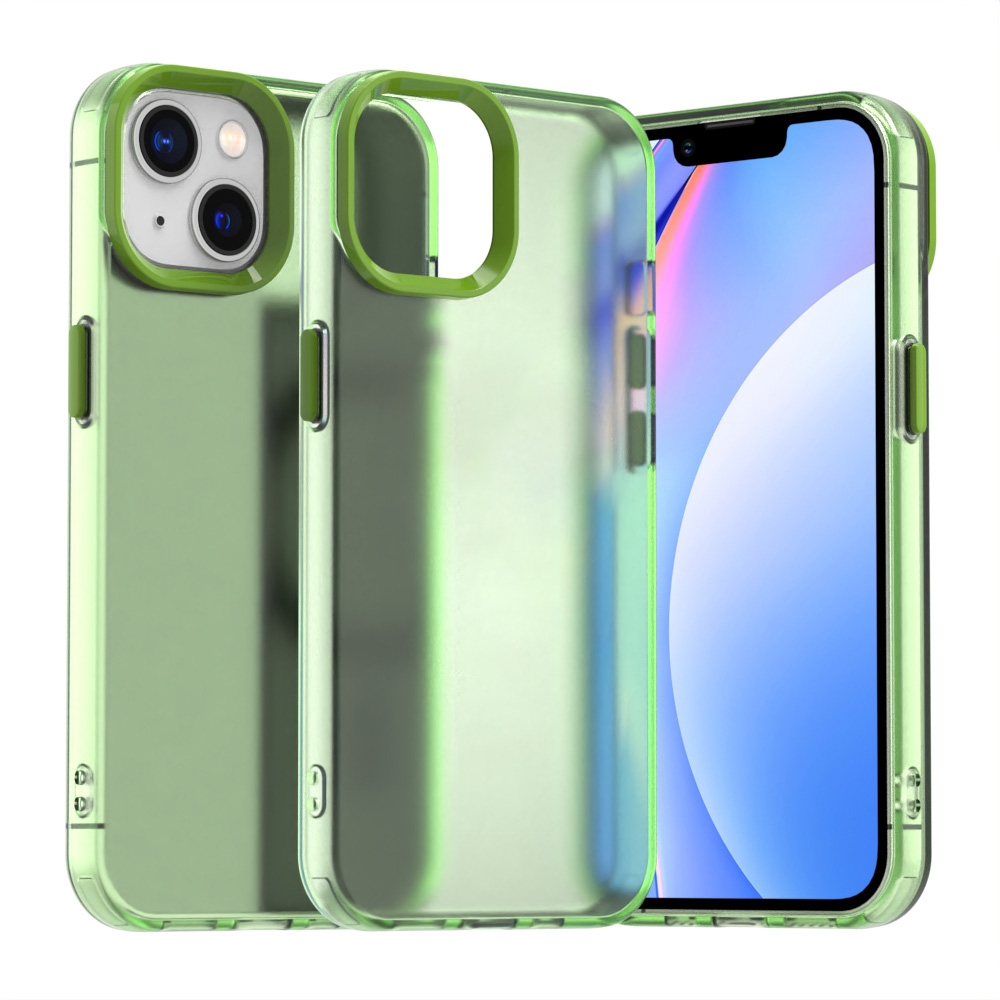 For iPhone 15 Candy PC Hybrid TPU Shockproof Phone Case(Green) - Shopkiz.com
