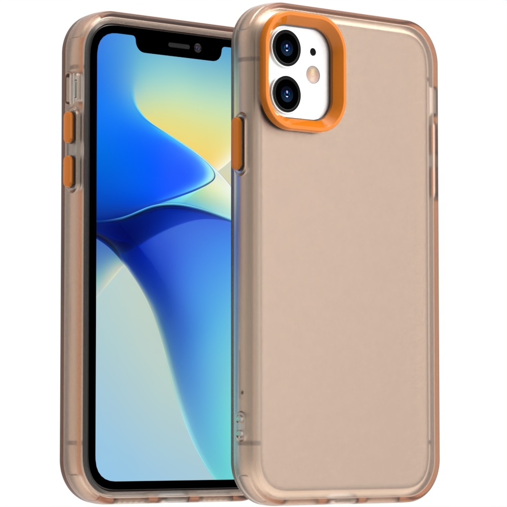 For iPhone 12 Candy PC Hybrid TPU Shockproof Phone Case(Orange) - Shopkiz.com