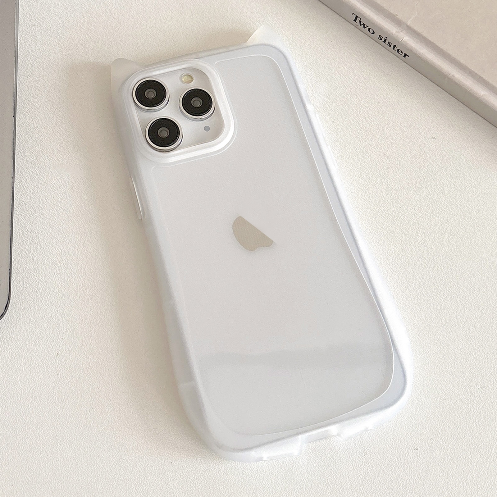For iPhone 11 Pro Frosted Transparent Cat Head TPU Phone Case(White) - Shopkiz.com