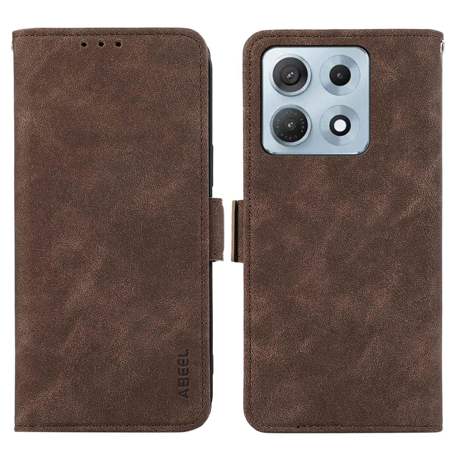 For Motorola Edge 70 Max 5G ABEEL Frosted Magnetic RFID Leather Phone Case(Brown) - Shopkiz.com