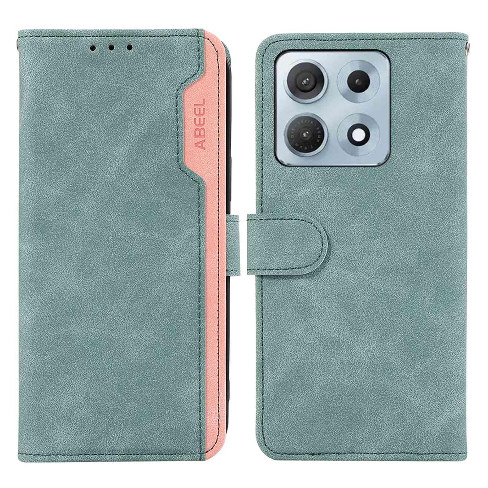For Motorola Edge 70 Max 5G ABEEL Color Block Magnetic RFID Leather Phone Case(Cyan-Pink) - Shopkiz.com
