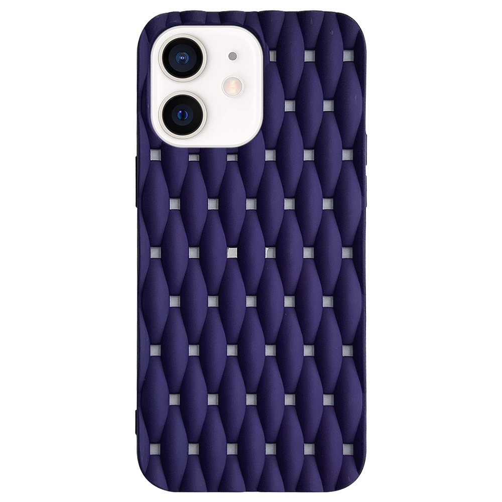 For iPhone 12 Weave Cooling Solid Color TPU Phone Case(Purple Blue) - Shopkiz.com