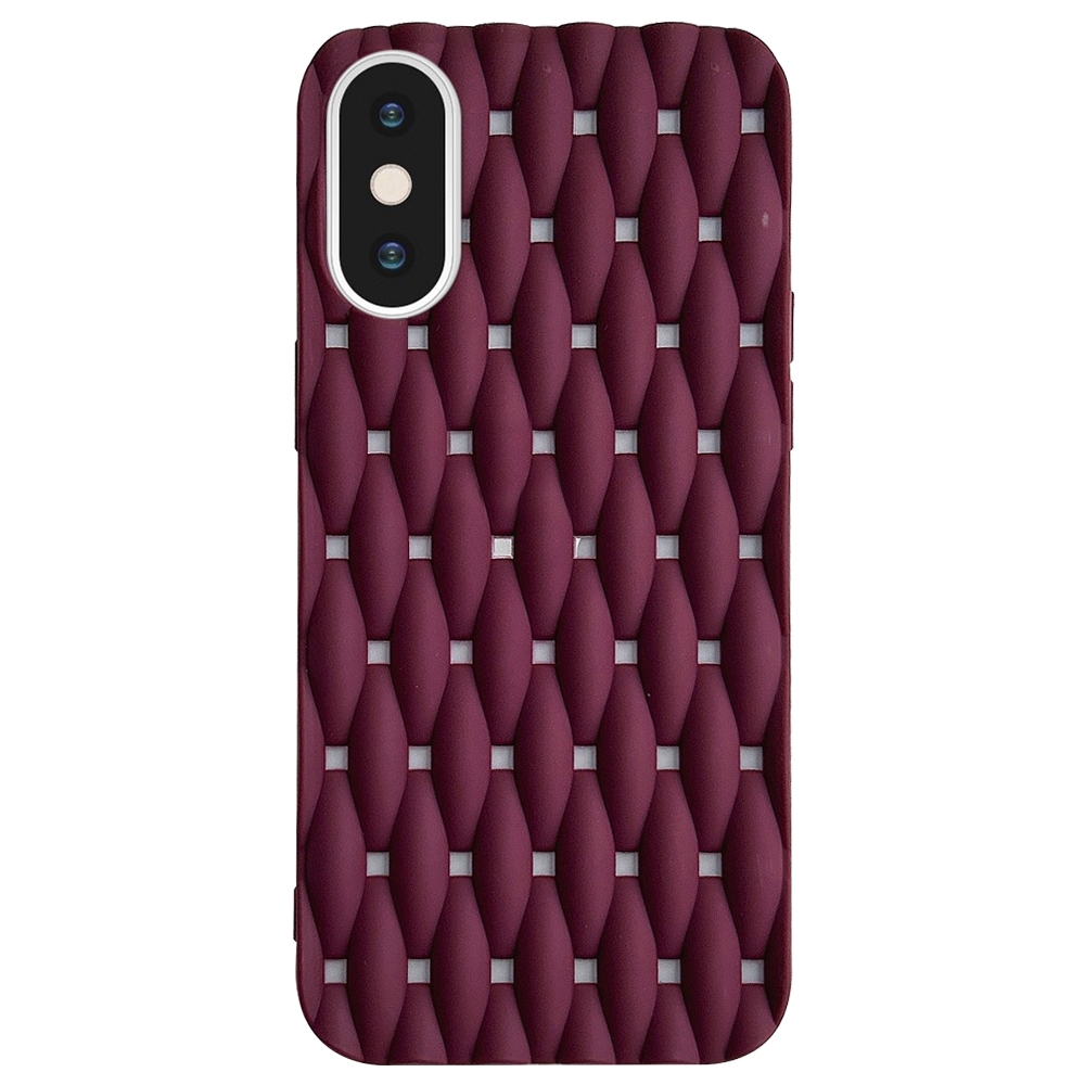 For iPhone X / XS Weave Cooling Solid Color TPU Phone Case(Wine Red) - Shopkiz.com