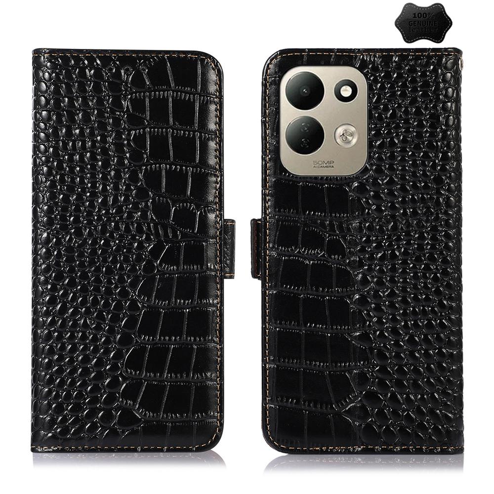 For Redmi 17 5G / 4G Global 170mm Crocodile Top Layer Cowhide Leather Phone Case(Black) - Shopkiz.com