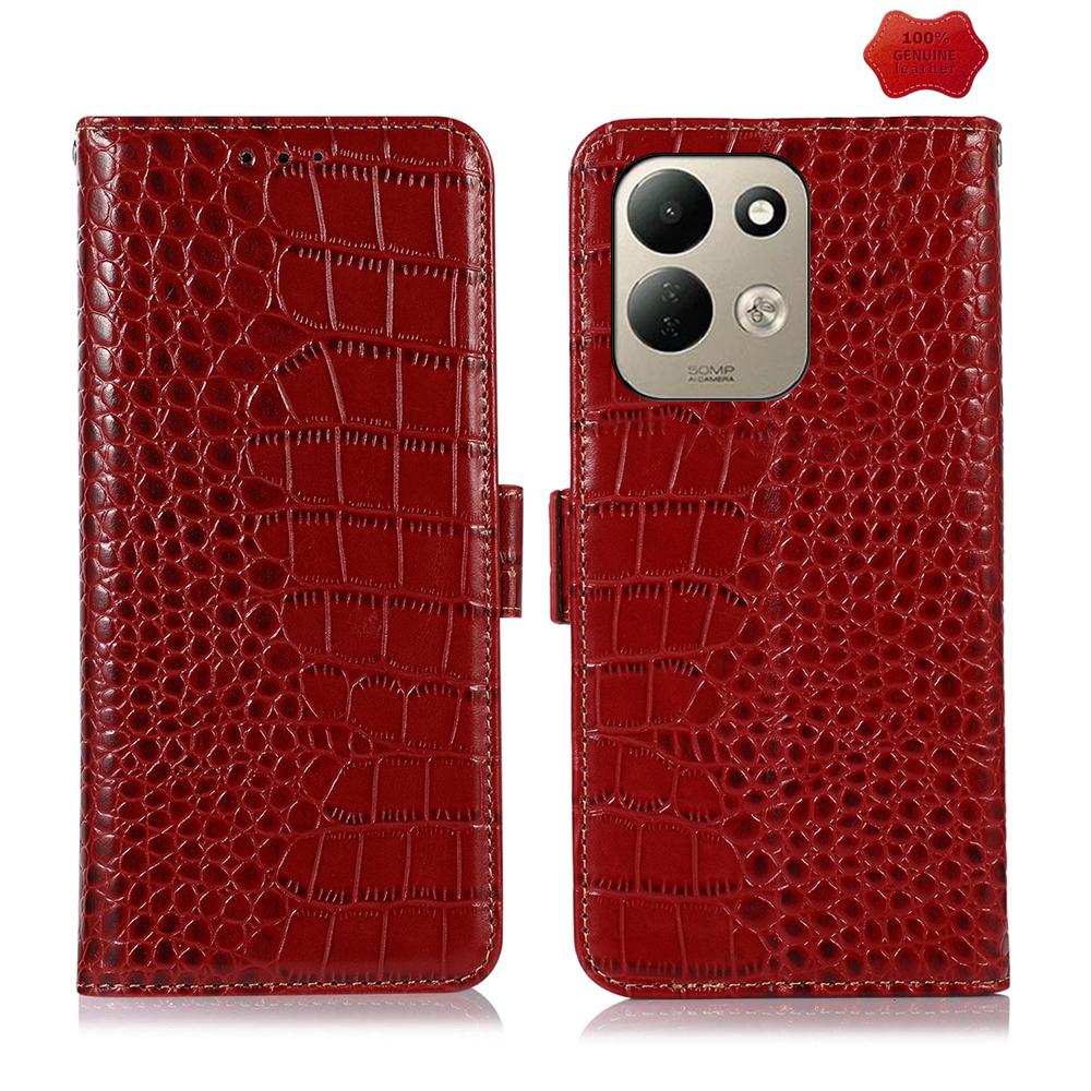 For Redmi 17 5G / 4G Global 170mm Crocodile Top Layer Cowhide Leather Phone Case(Red) - Shopkiz.com