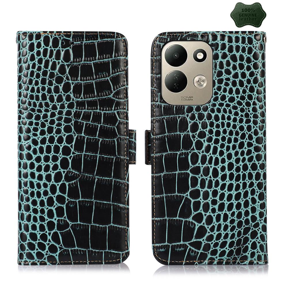 For Redmi 17 5G / 4G Global 170mm Crocodile Top Layer Cowhide Leather Phone Case(Green) - Shopkiz.com