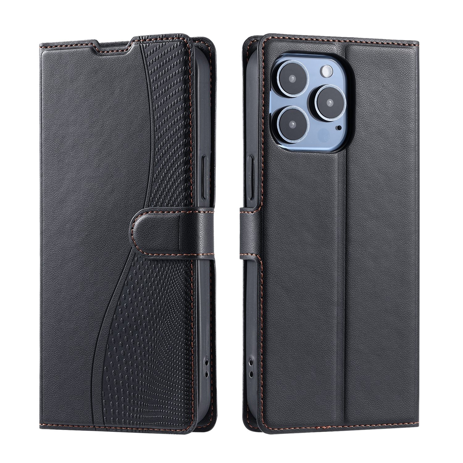 For iPhone 15 Pro Max Voltage Ultra-thin Dot Leather Phone Case(Black) - Shopkiz.com