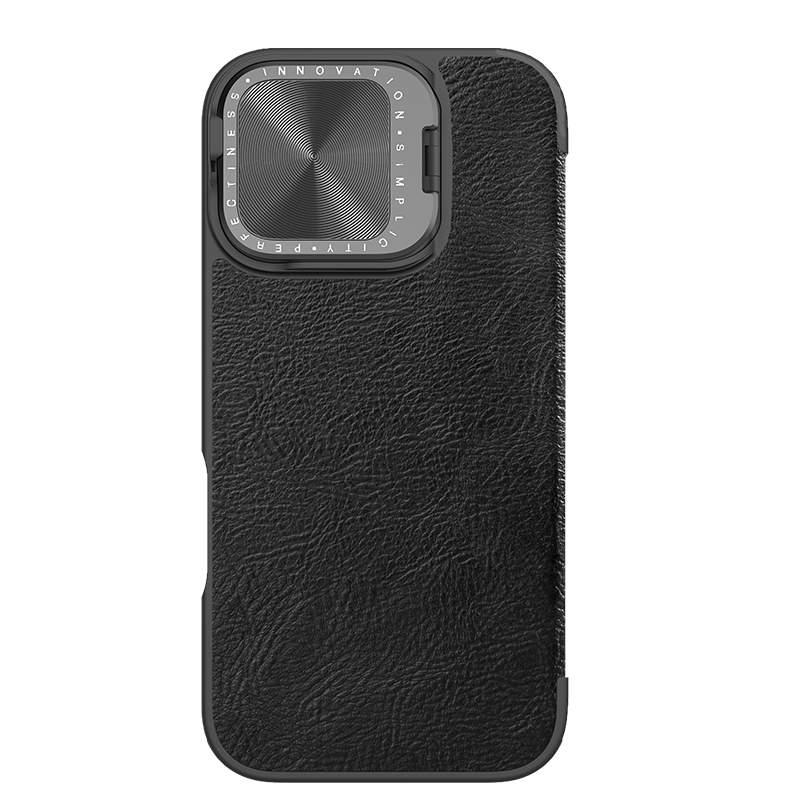 For iPhone 16 NILLKIN Qin Prop Series Flip Camera Cover Design Leather Phone Case(Black) - Shopkiz.com