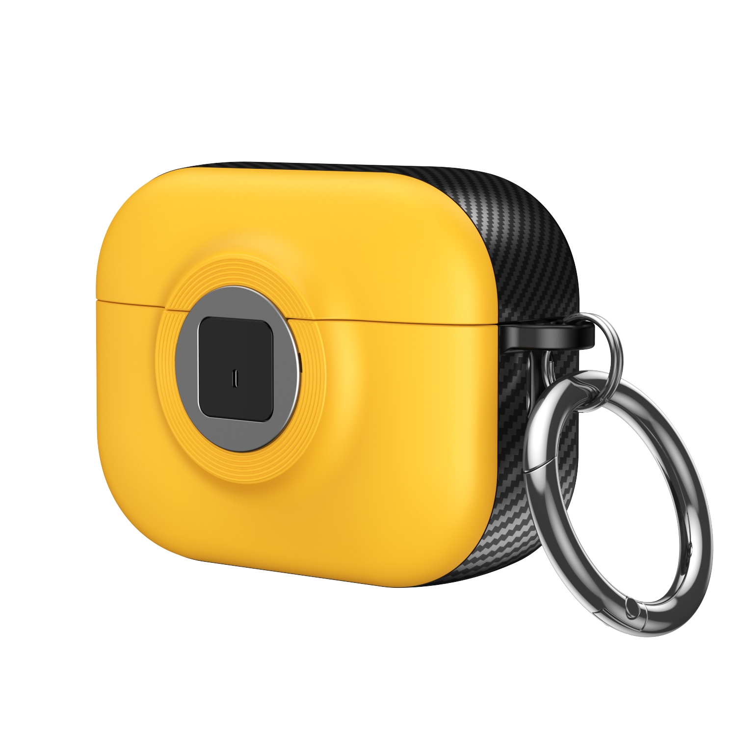 For AirPods 4 Camera Series PC + TPU Headset Shockproof Carbon Fibre Case(Yellow) - Shopkiz.com