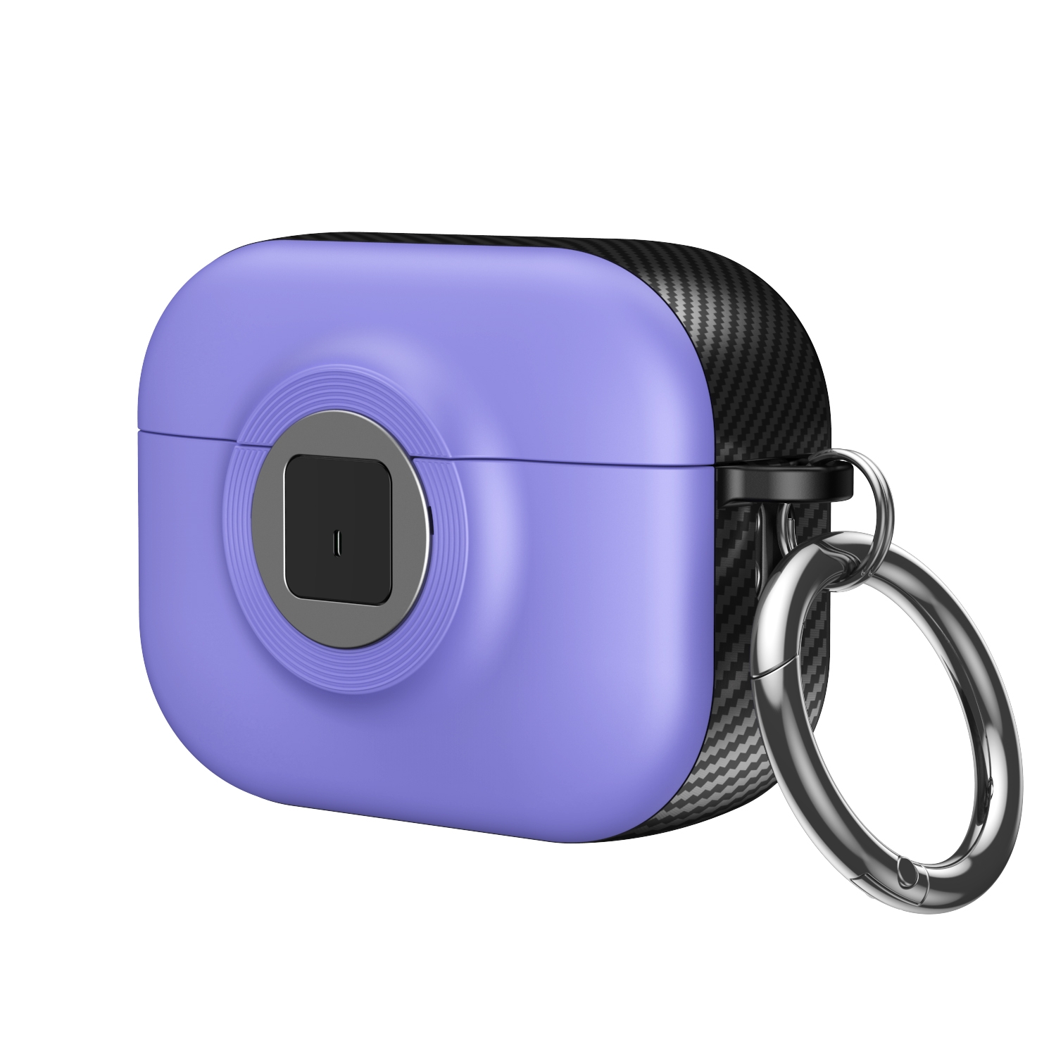 For AirPods 4 Camera Series PC + TPU Headset Shockproof Carbon Fibre Case(Purple) - Shopkiz.com